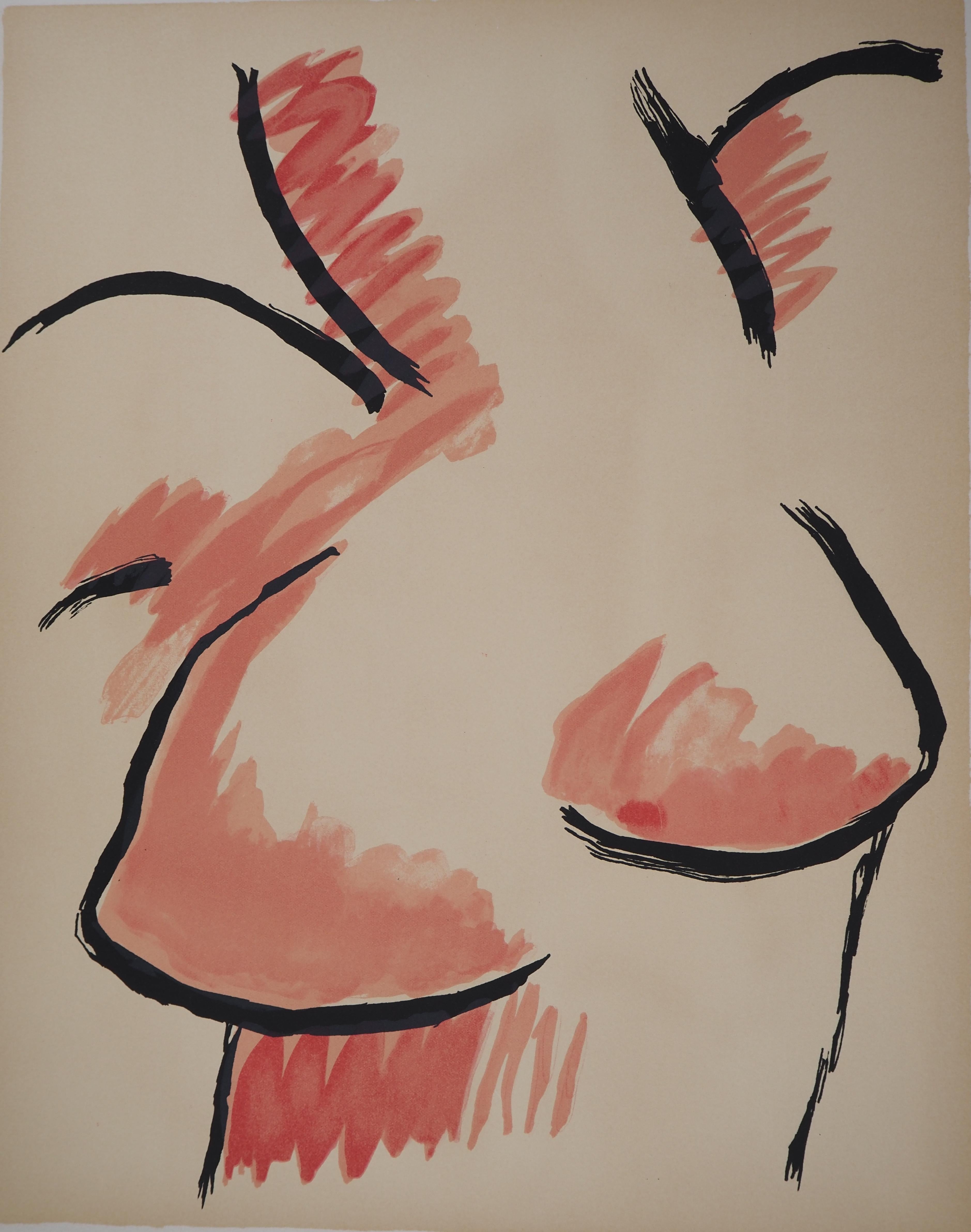 Female Bust - Handsigned Original Lithograph (Anselmino #58) - Surrealist Print by Man Ray