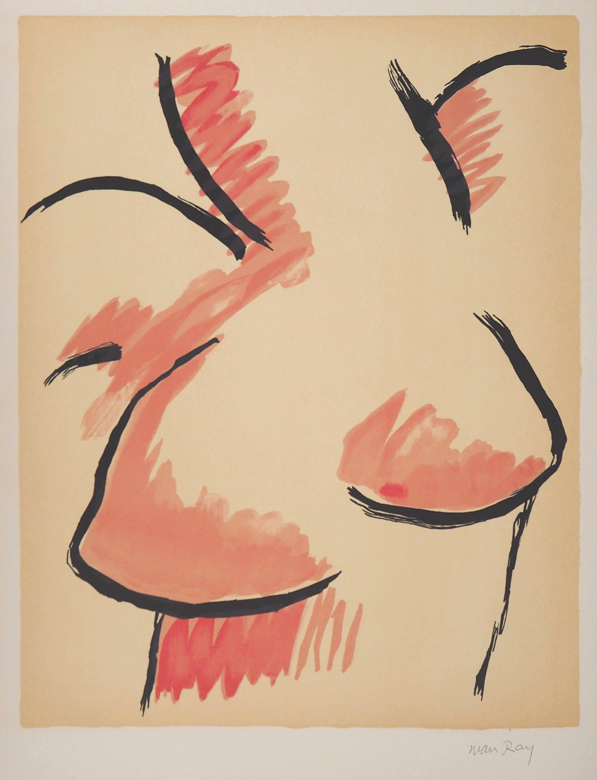 Man Ray Figurative Print - Female Bust - Handsigned Original Lithograph
