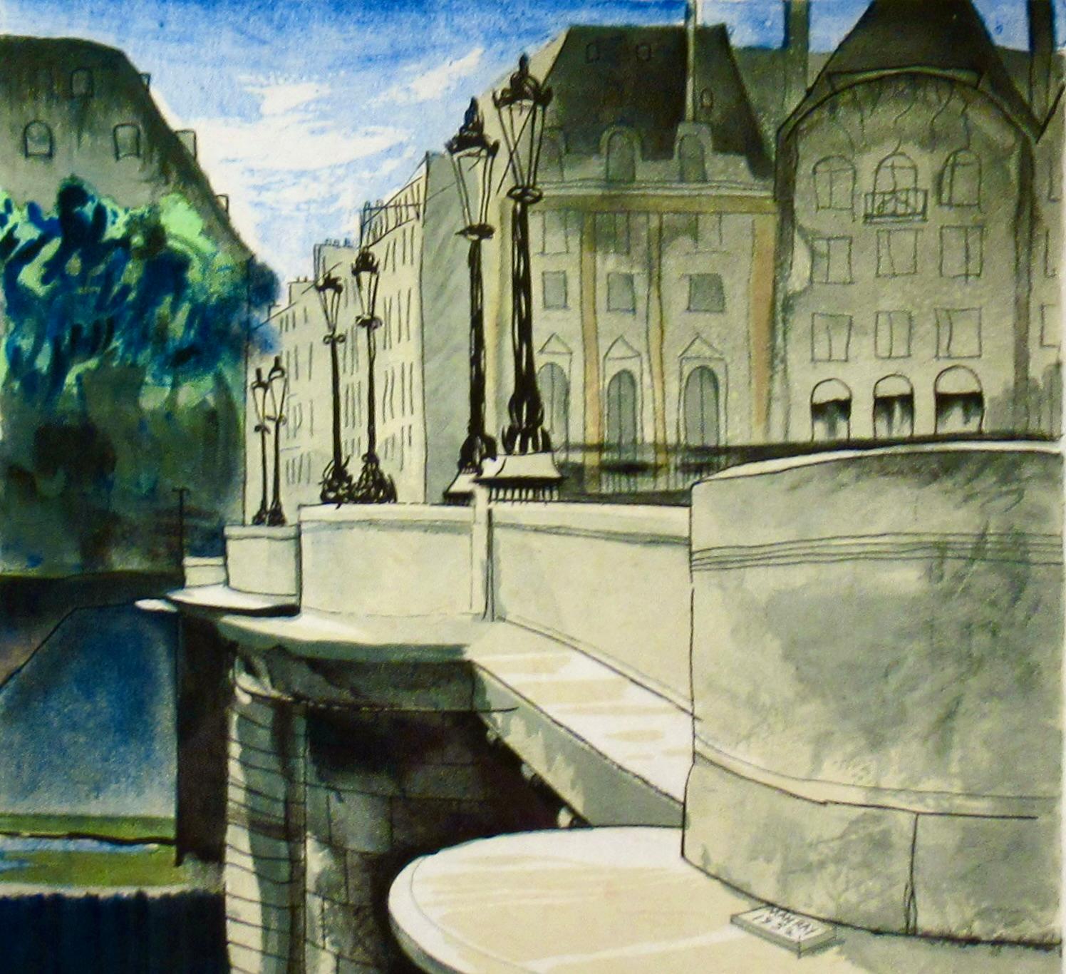 Le Pont Neuf - Beige Figurative Print by Man Ray