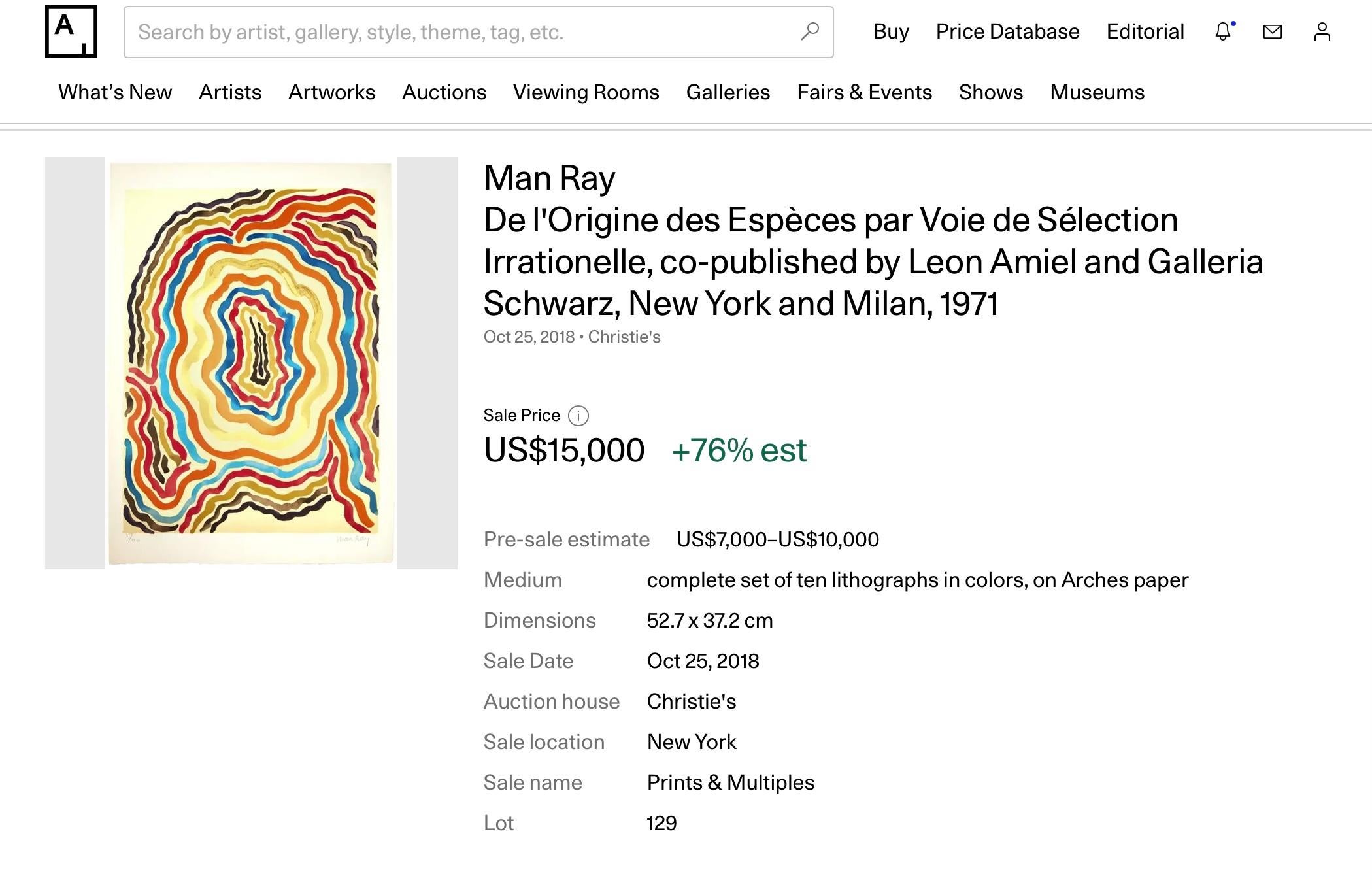 Man Ray (1890–1976) - Complete set of ten lithographs in colors - 1971 For Sale 16
