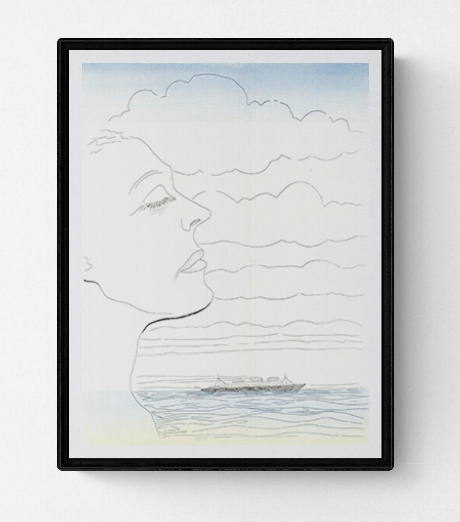 L'Elizabeth di Man Ray è incorniciata in un'elegante cornice di metallo nero con un profilo frontale di 3/8 di pollice e un profilo laterale di 7/8 di pollice. Le dimensioni complessive sono di circa 12,25 x 10,25 x 7/8 pollici, il che lo rende