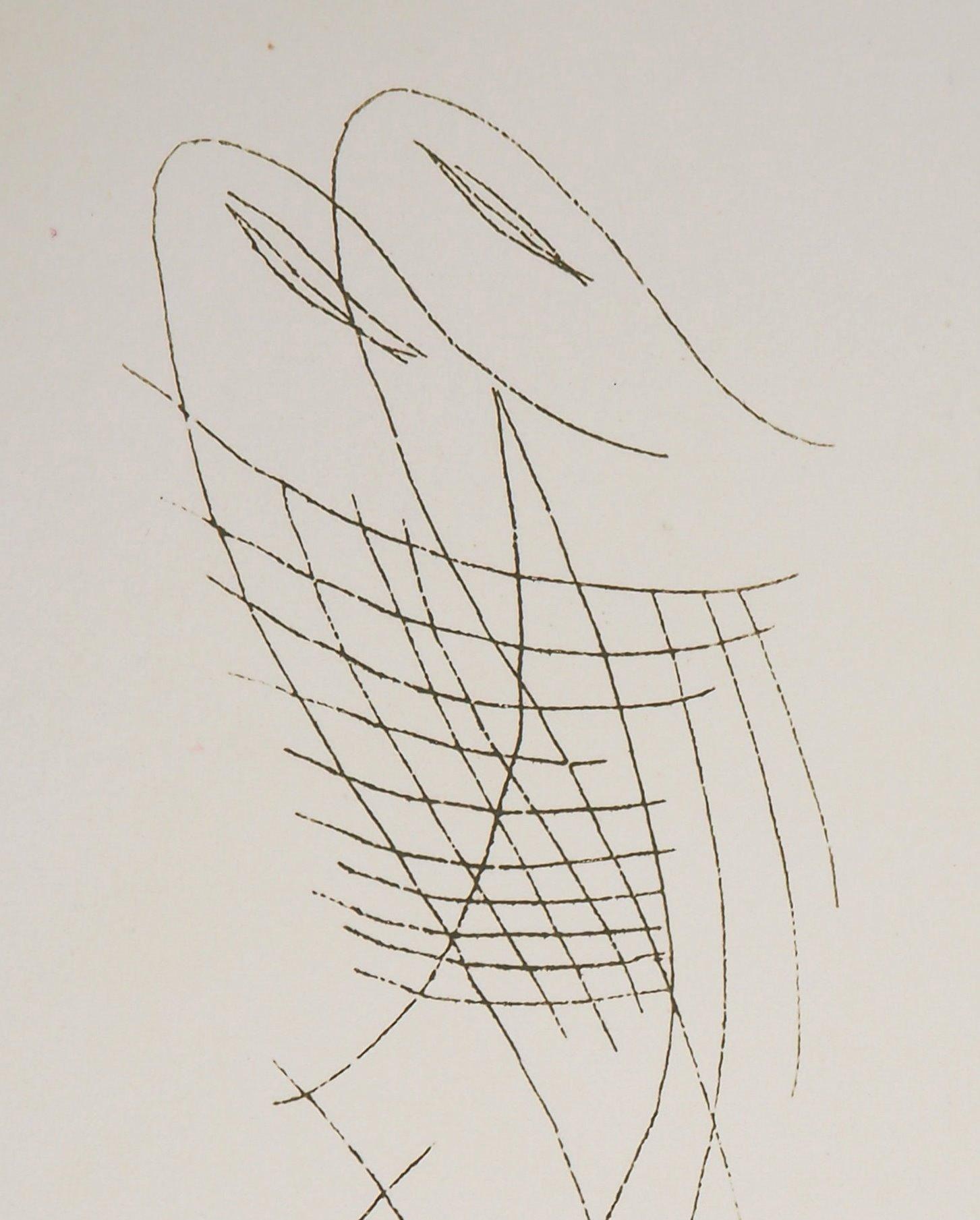 Oneiric Couple, Lydie, 1969 - Original Handsigned Etching - Gray Abstract Print by Man Ray