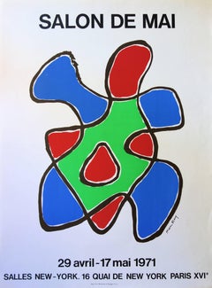 Salon de Mai : Abstract composition - Lithograph - 1971