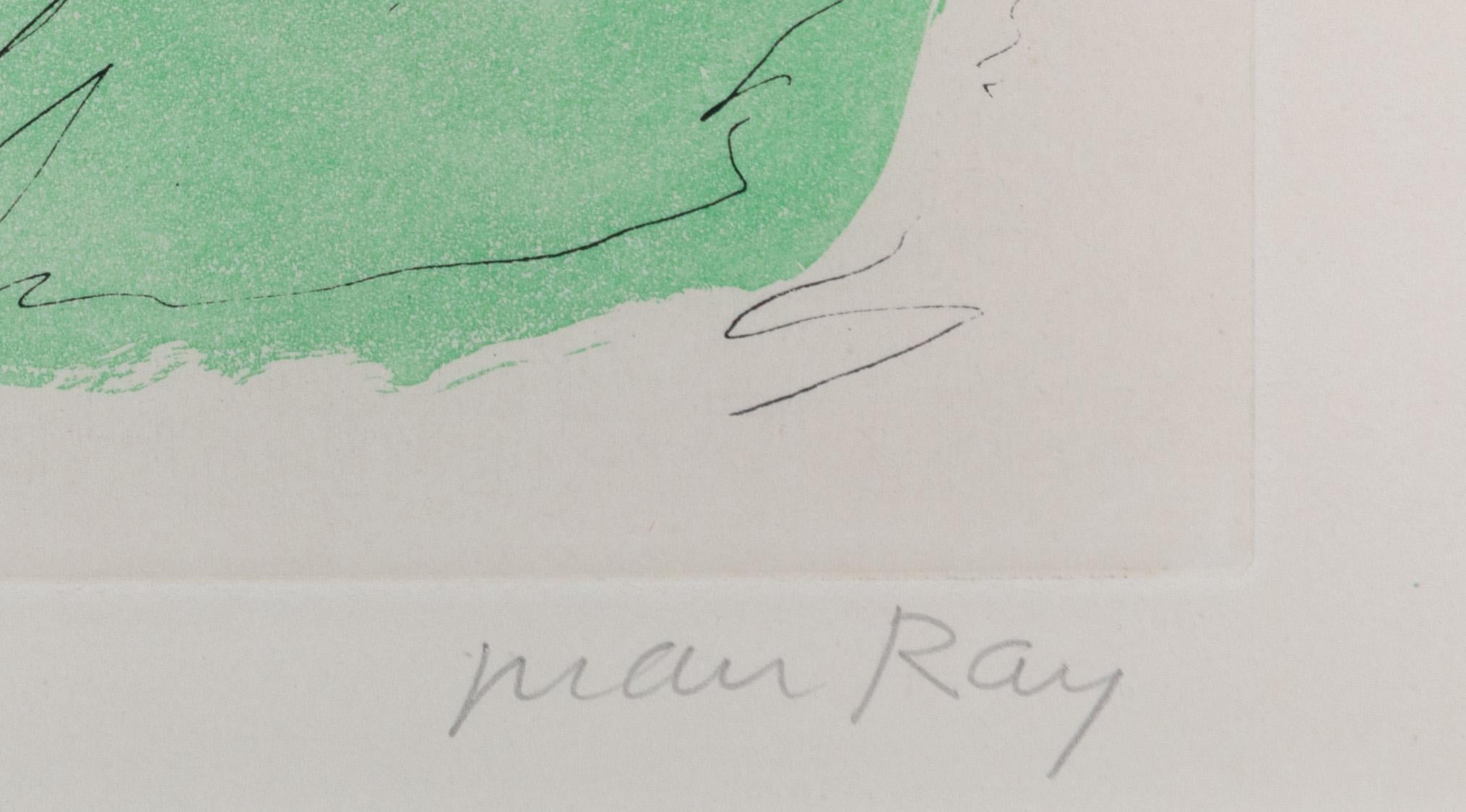 This original etching and aquatint in colors is by Surrealist and Dada artist Man Ray, an excerpt from the book 