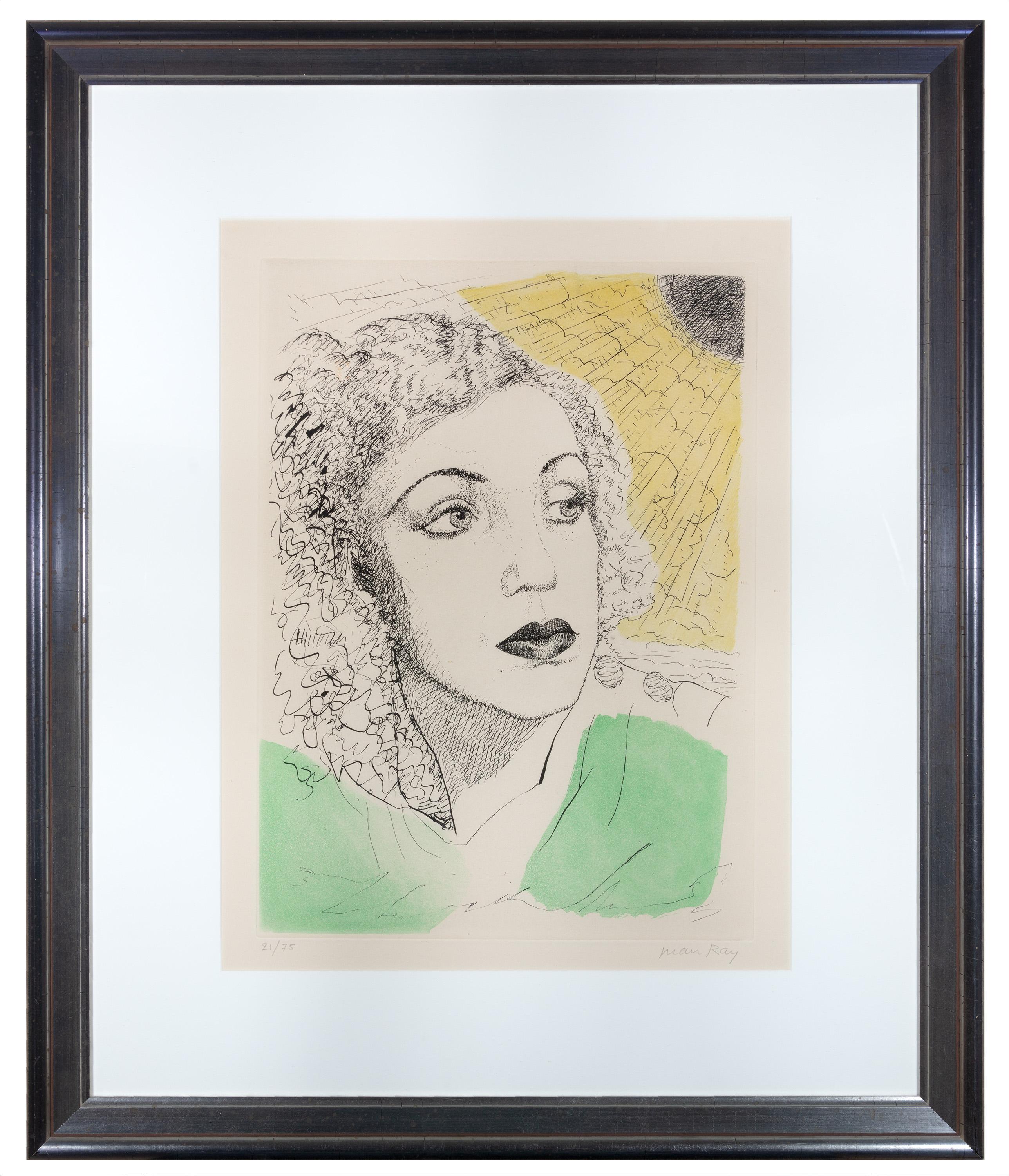 "Sheila, "  Etching and Aquatint in Color signed by Man Ray