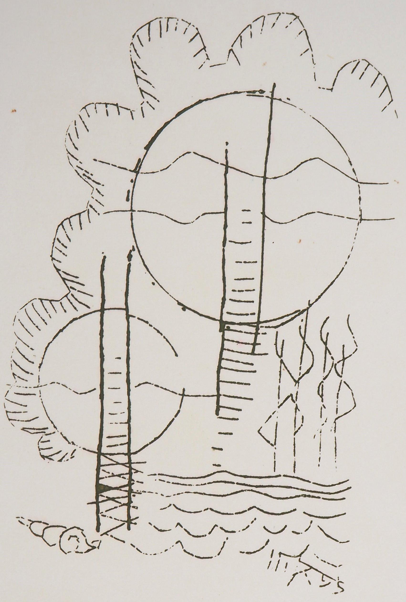 Fleurs surréalistes, Hlne, 1969 - Gravure originale signée à la main - Gris Figurative Print par Man Ray