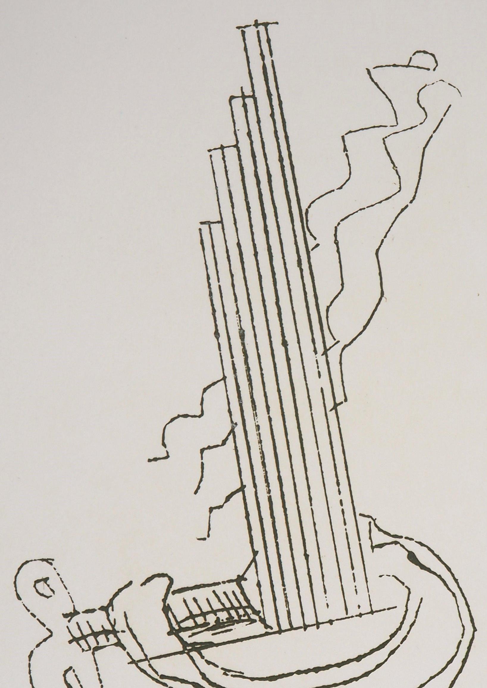 realistisches Maschinenwerk, Fausta, 1969 - Original handsignierte Radierung (Grau), Abstract Print, von Man Ray