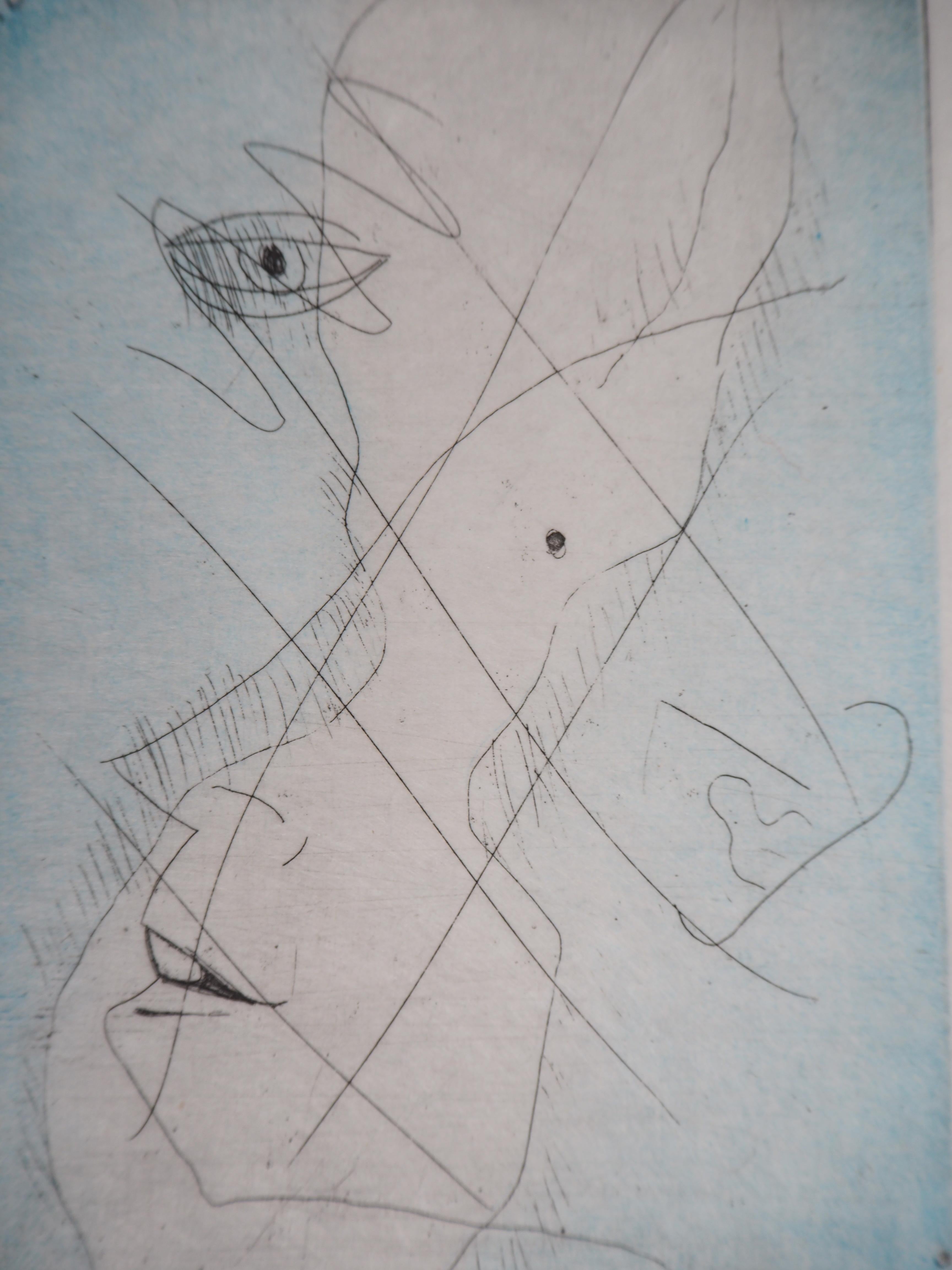 Man Ray (Emmanuel RADNITZKY called)
Surrealist Portrait, 1969

Original etching and aquatint
Handsigned in pencil
Numbered / 20
On Japan paper 32.5 x 25 cm (c. 13 x 10 inch)

REFERENCES : Catalog raisonne 