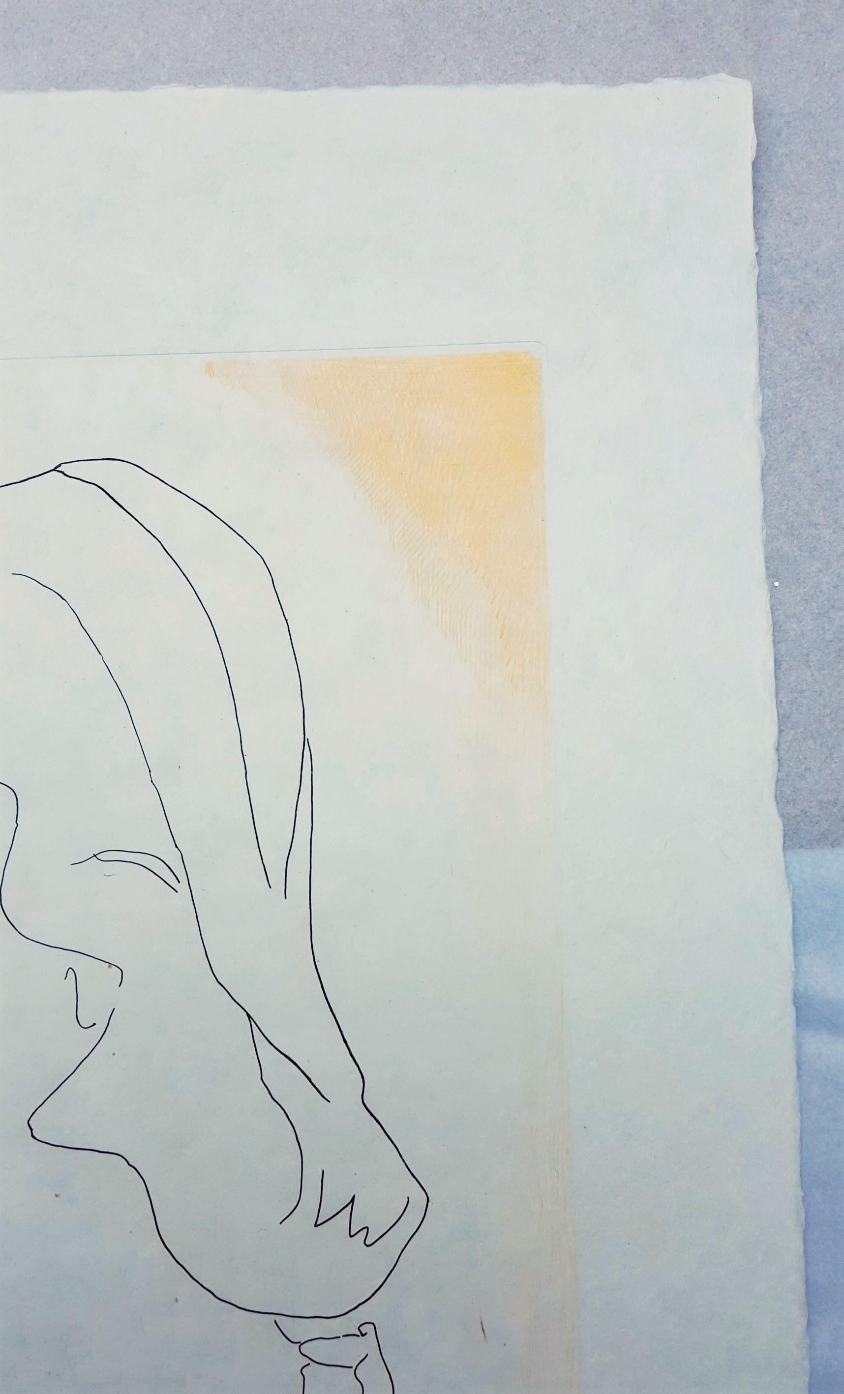 Originale signierte Radierung des amerikanischen Künstlers Man Ray (1890-1976) mit Aquatinta auf Japon-Pergamentpapier mit dem Titel „Tony“:: 1971. Handstift signiert von Ray unten rechts und nummeriert unten links. Limitierte Auflage: 4/15::