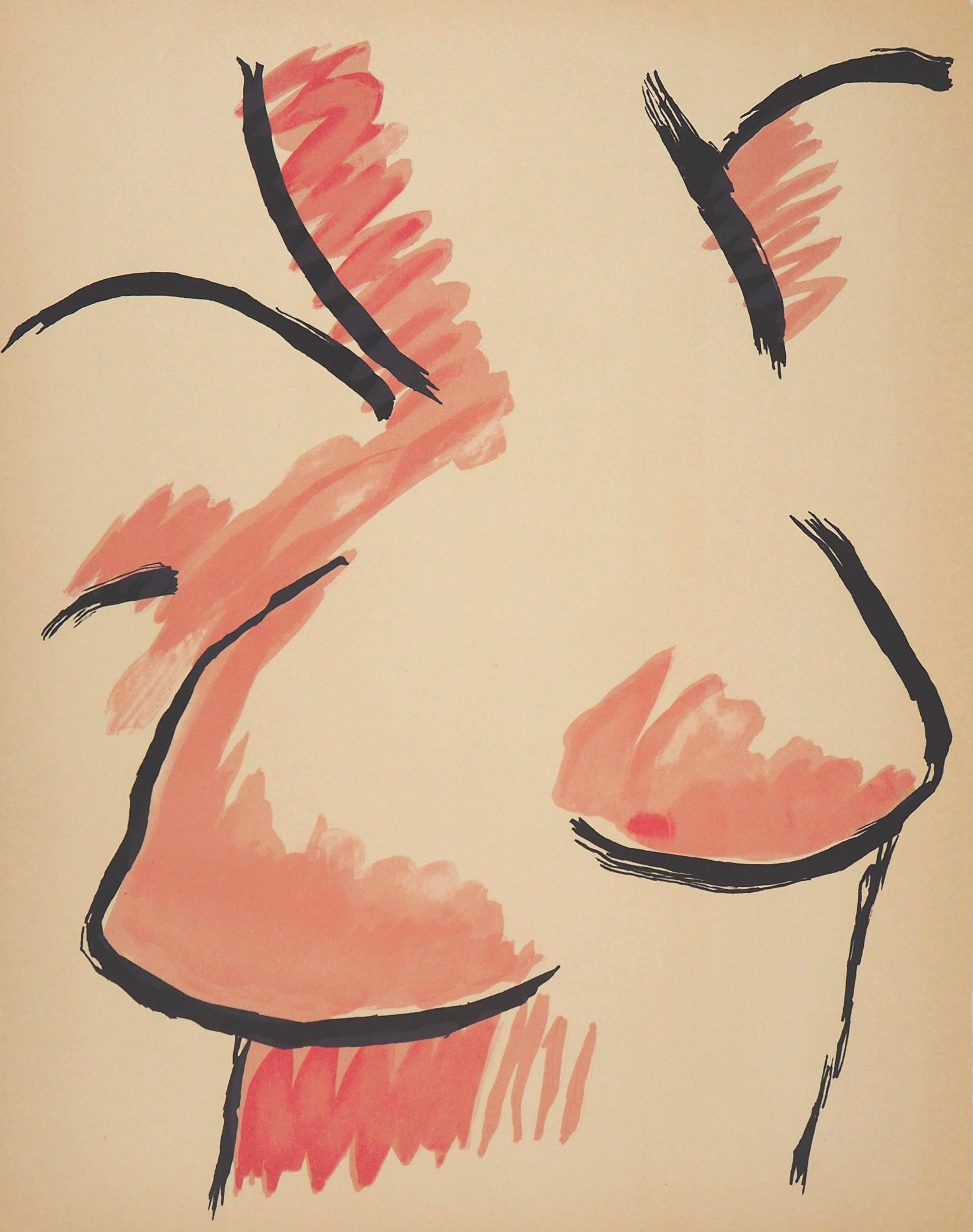 Woman Bust - Handsigned Original Lithograph - Surrealist Print by Man Ray