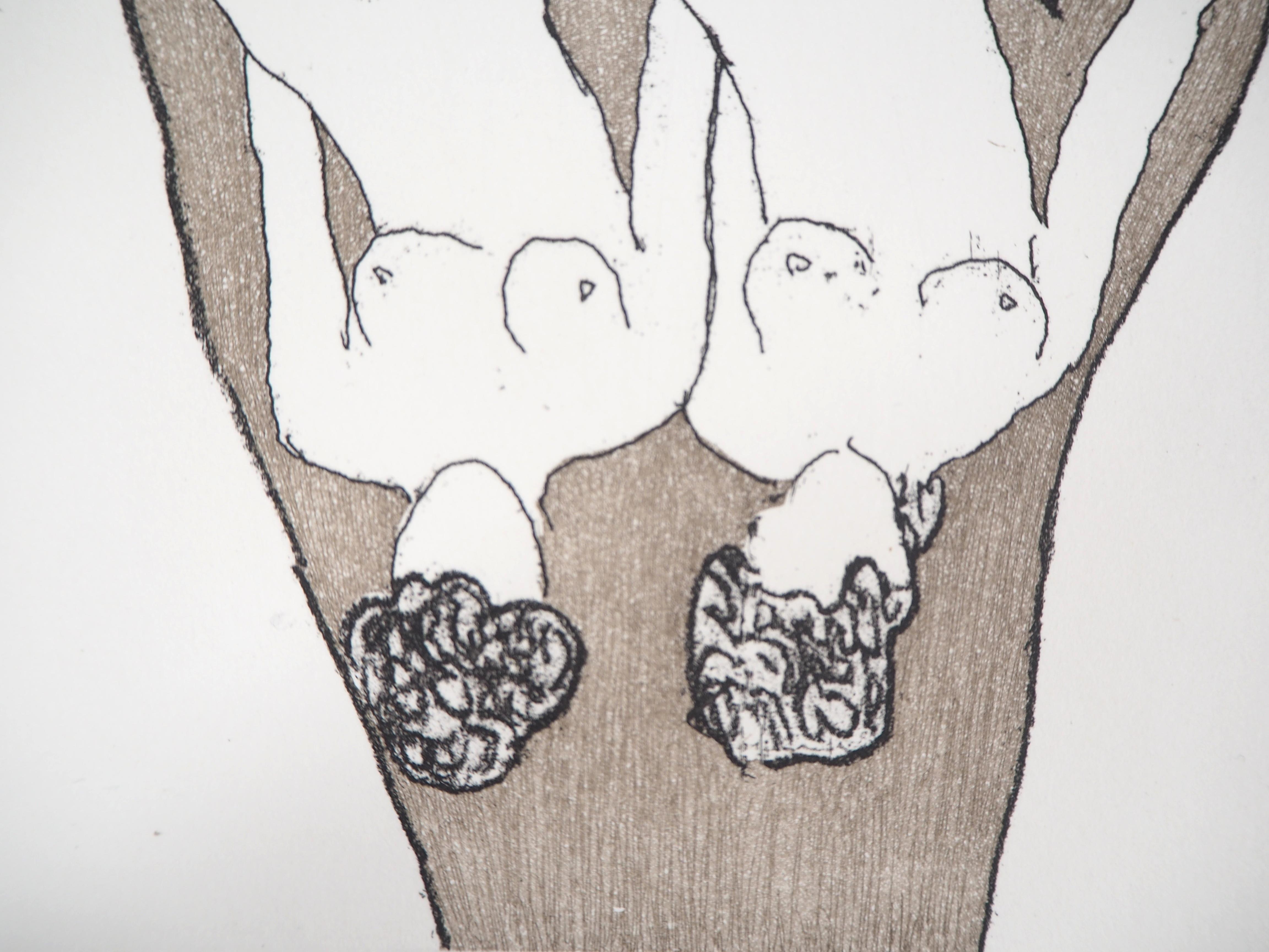 Women Hand in Hand - Original etching, handsigned (Anselmino #40-E) - Surrealist Print by Man Ray