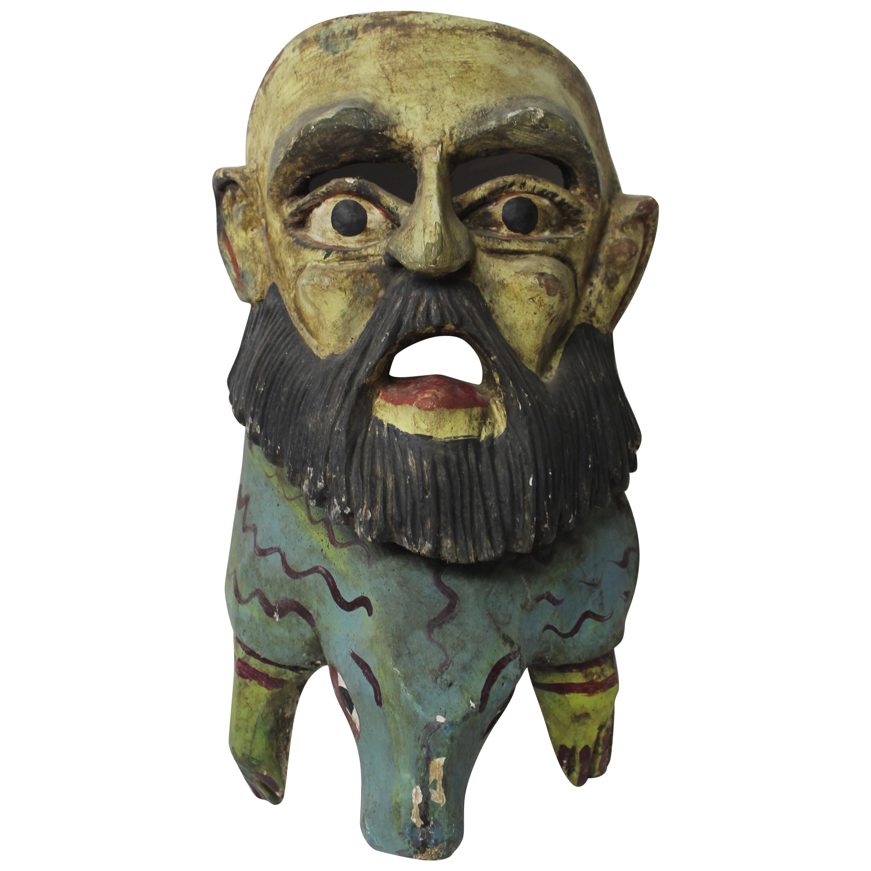 Man Reptile Wood Mask