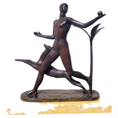 Mann mit Antilope, H23 cm, Bronze, 20. Jahrhundert