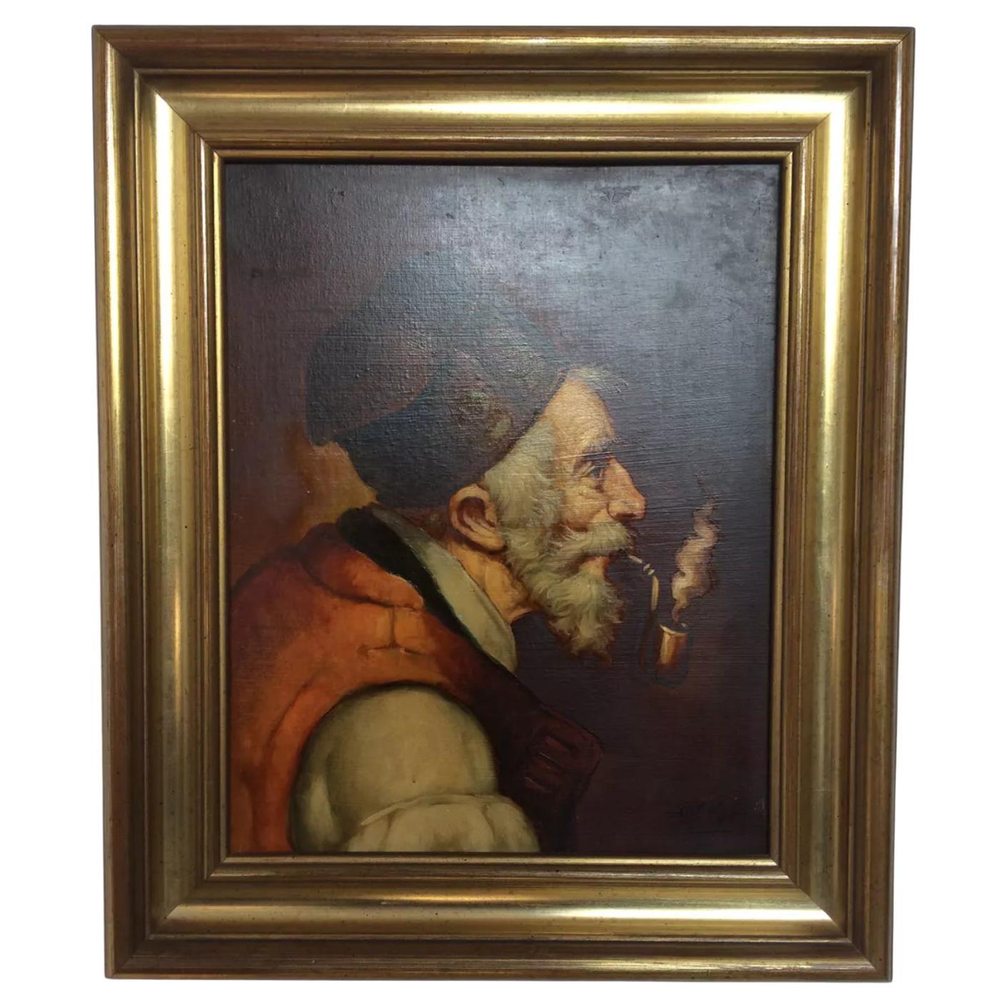 Man with Beard and His Pipe of Oller For Sale