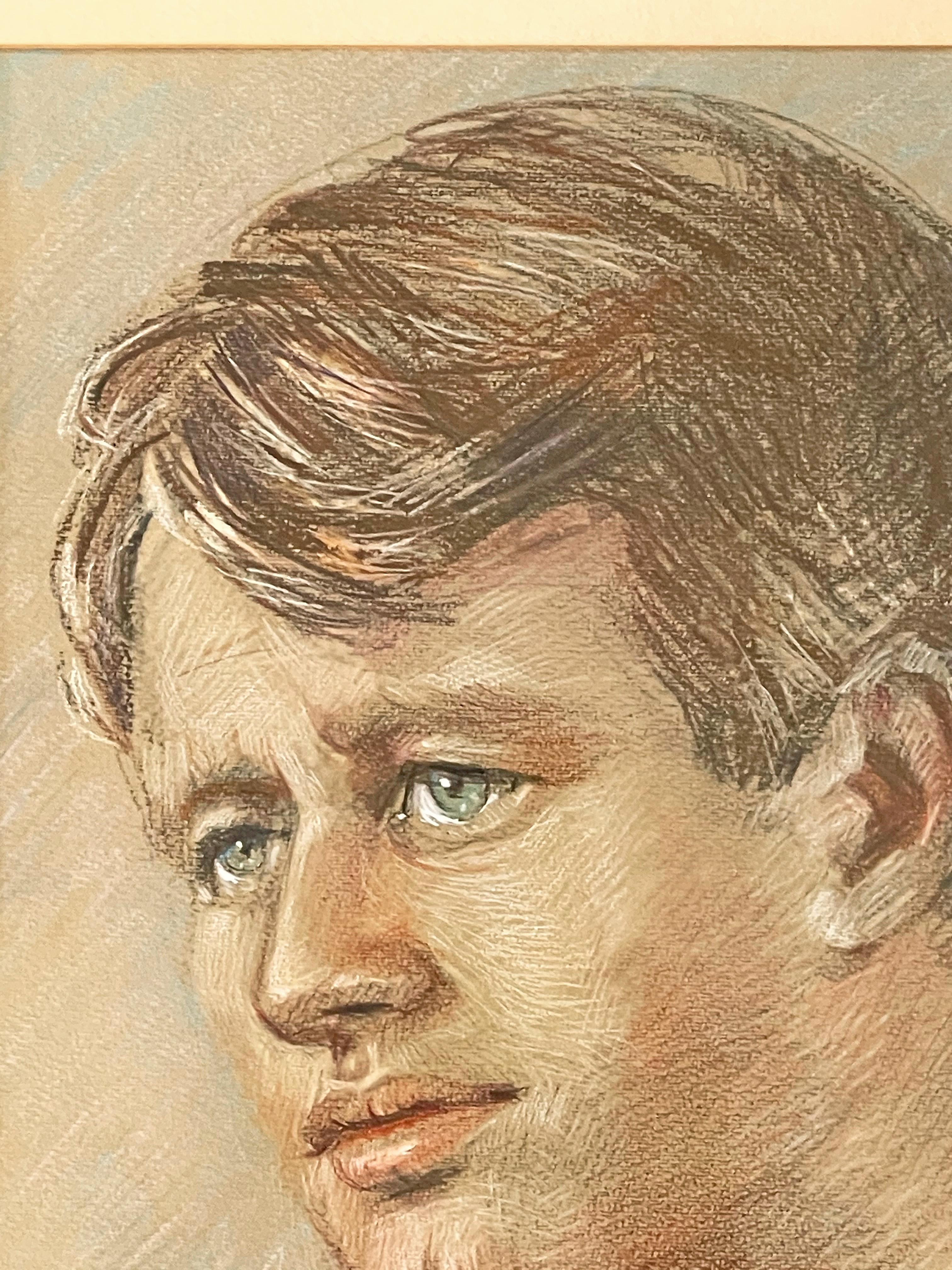 Although there is no evidence that Paul Cadmus knew Robert F. Kennedy, this portrait of a handsome, youthful man with blue eyes and a thick head of hair suggests that the artist admired Kennedy and may have drawn this portrait from afar. Cadmus