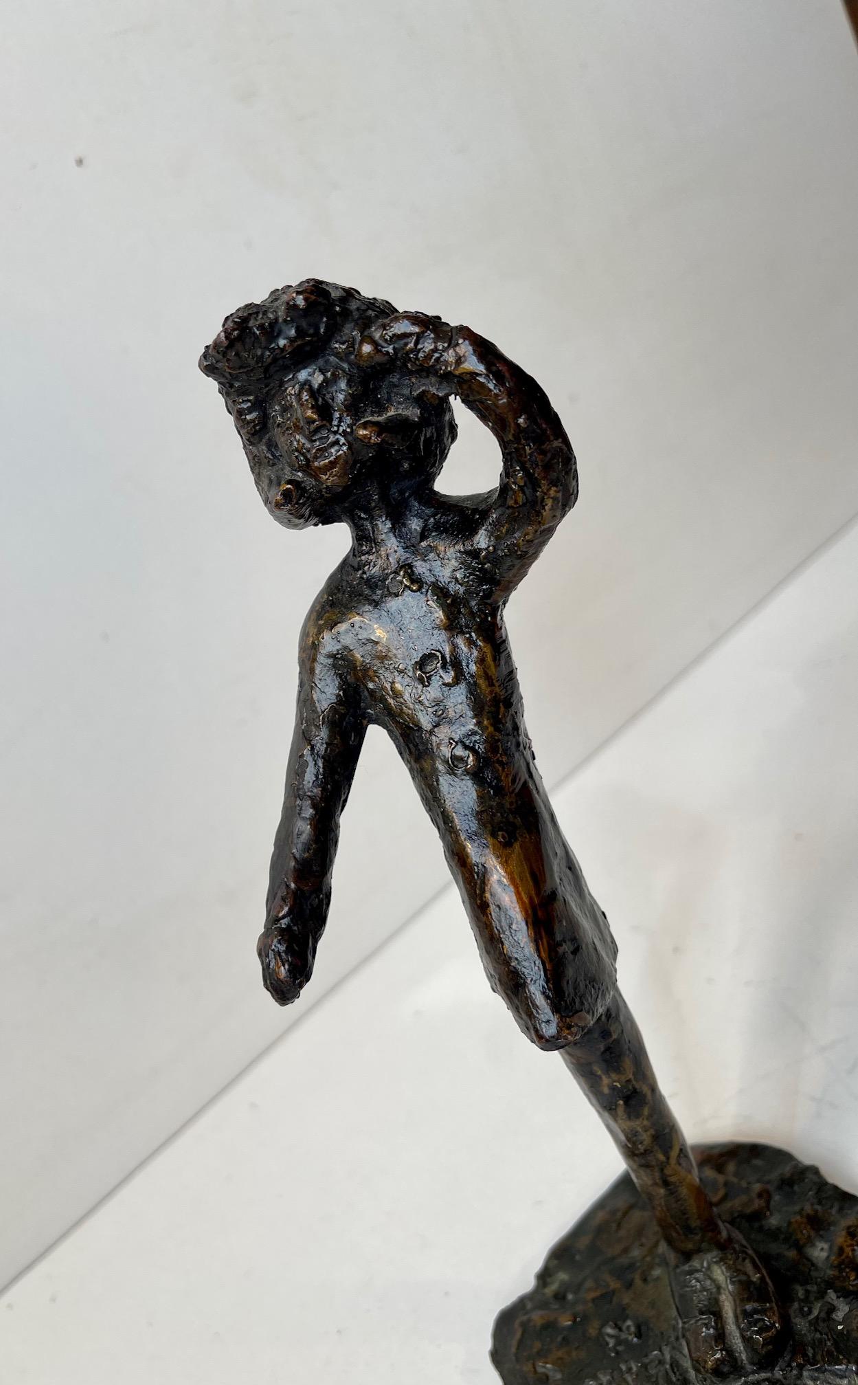 20th Century 'Man with Boner' - Scandinavian Brutalist Art Sculpture in Bronze For Sale