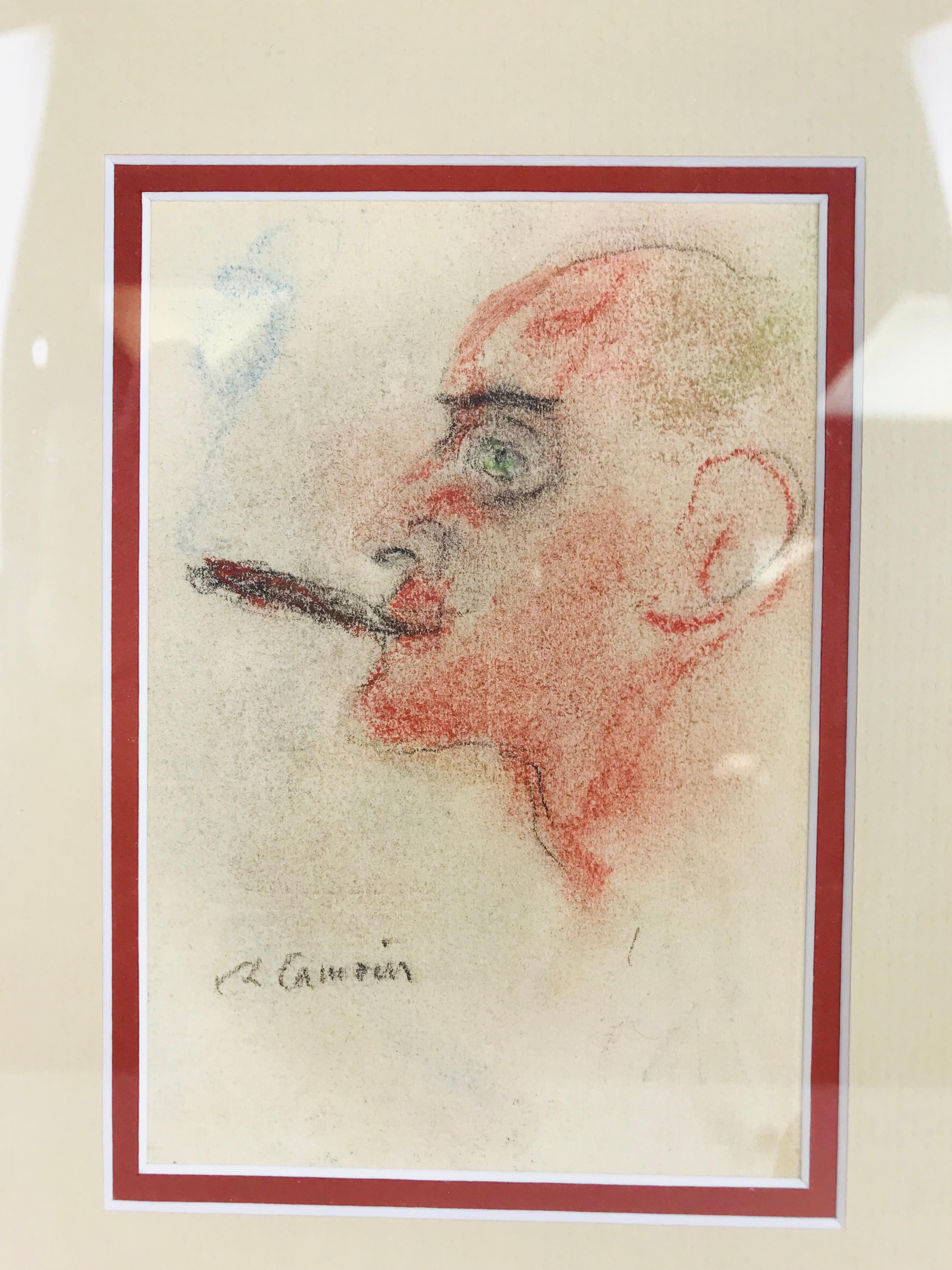 A Classic sketch by Charles Camoin (1879-1965, France) in a beautiful gold frame. A light use of pencil and pastel and cloud-like blending between the two mediums. A faint lack of definition gives this sketch a fading look as if what's the now can