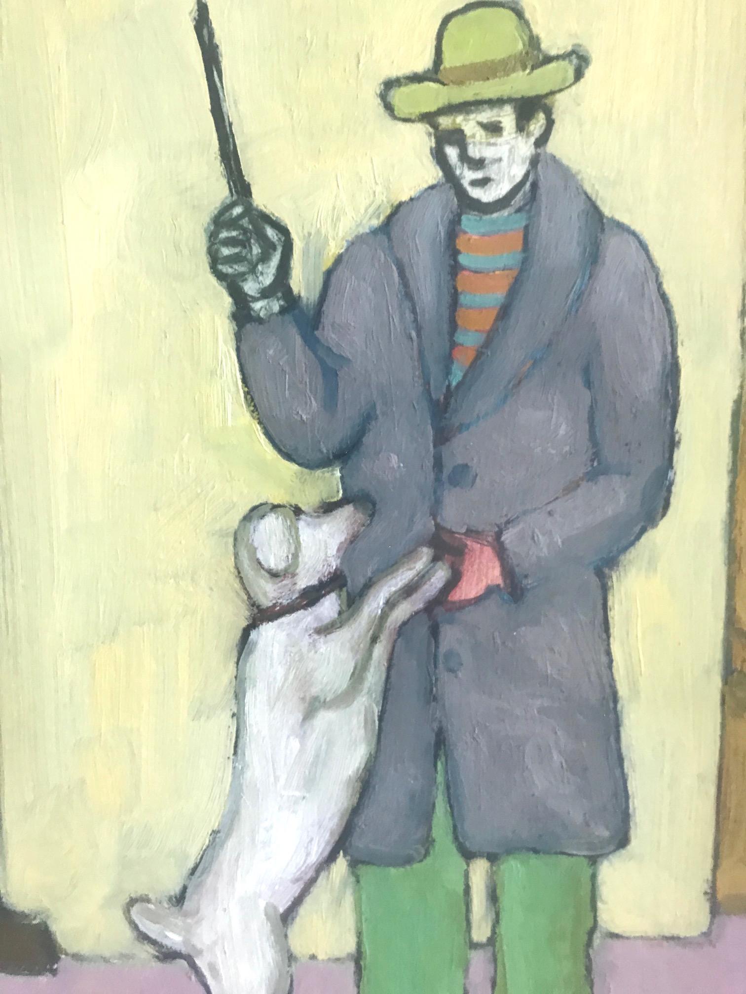 Canvas Man with Dog Oil Painting by Tom Gaines, 2003