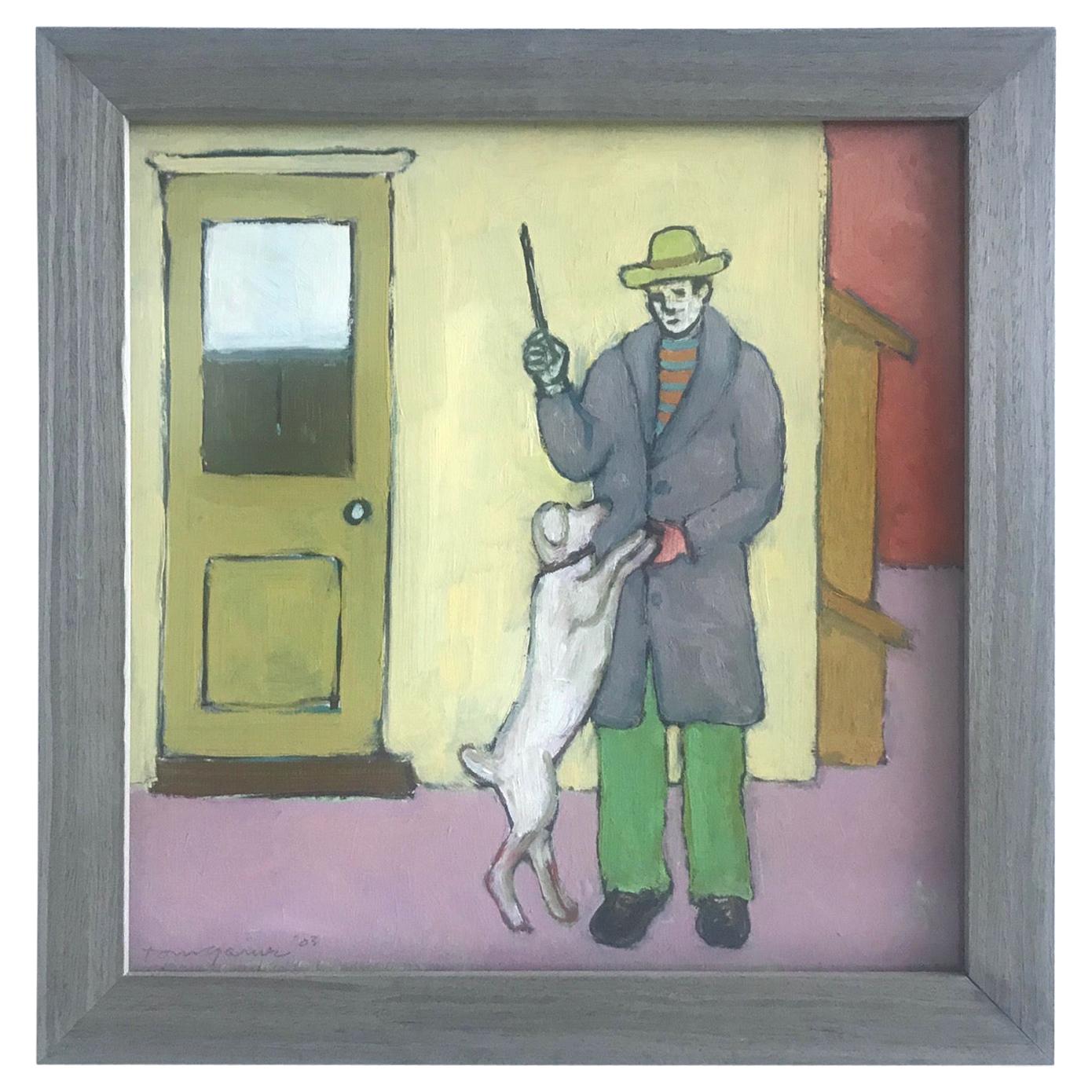 Man with Dog Oil Painting by Tom Gaines, 2003
