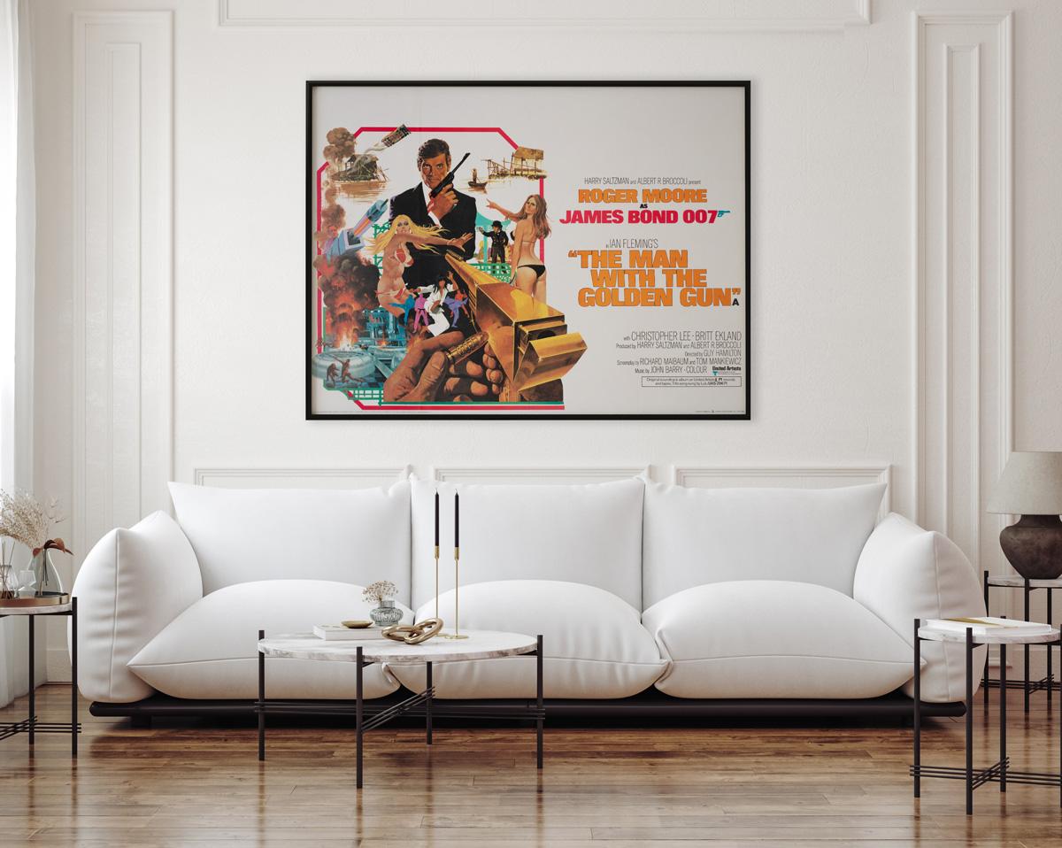 Fabulous country-of-origin UK quad Film poster for The Man With the Golden Gun, starring Roger Moore in his second outing as Mr Bond. Bond quads always make for excellent investment pieces and this one is in fabulous Near Mint/Mint condition. 

The