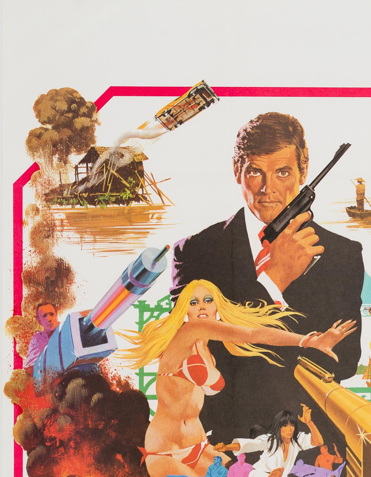 Fabulous country-of-origin British quad for the man with the golden gun, starring Roger Moore in his second outing as Mr Bond. James Bond quads always make for excellent investment pieces.

This vintage movie poster has been professionally