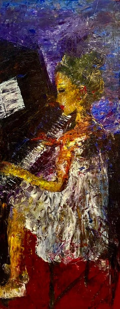 Arte contemporanea georgiana di Manana Eloshvili - Ragazza con pianoforte