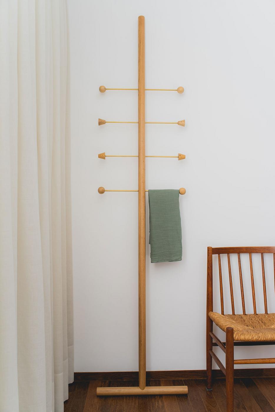 Post-Modern  Santiago Hanger Tauari Wood and Brushed Brass by decarvalho atelier For Sale