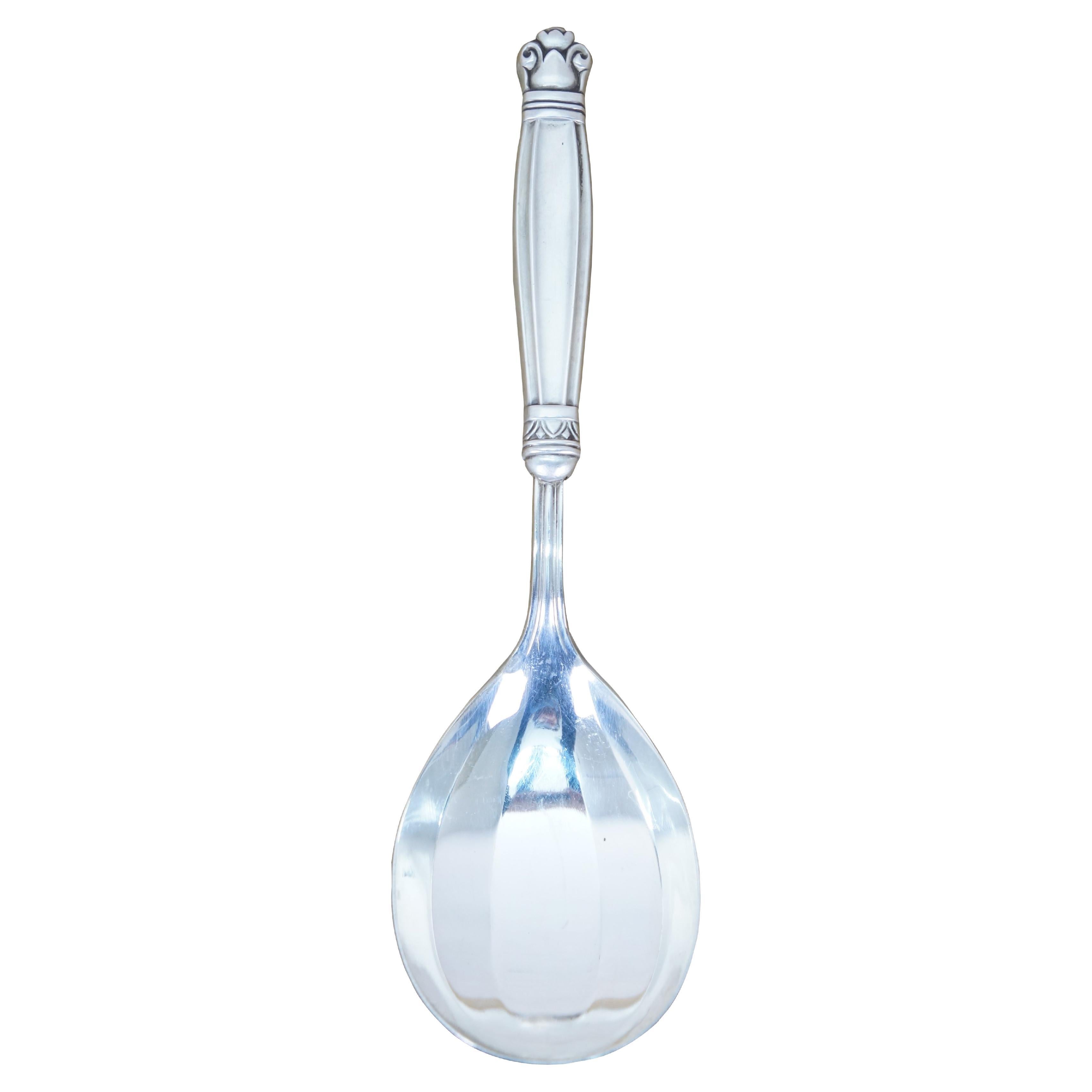 Manchester Copenhagen Sterling Silver 925 Grooved Serving Spoon 9"