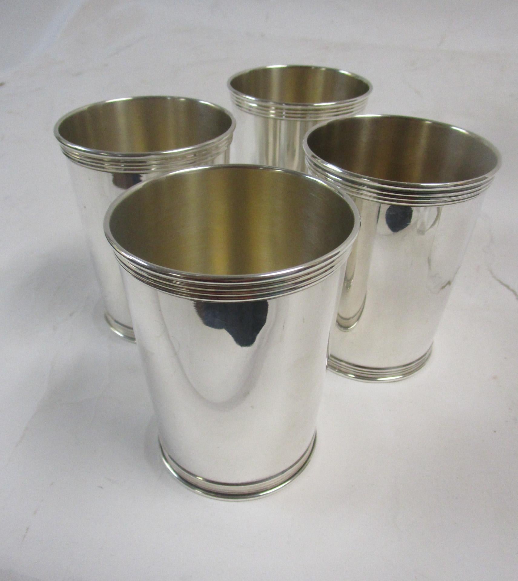 Manchester Silver Co. Set of 4 Mint Julep Cups, Mid-20th Century 1