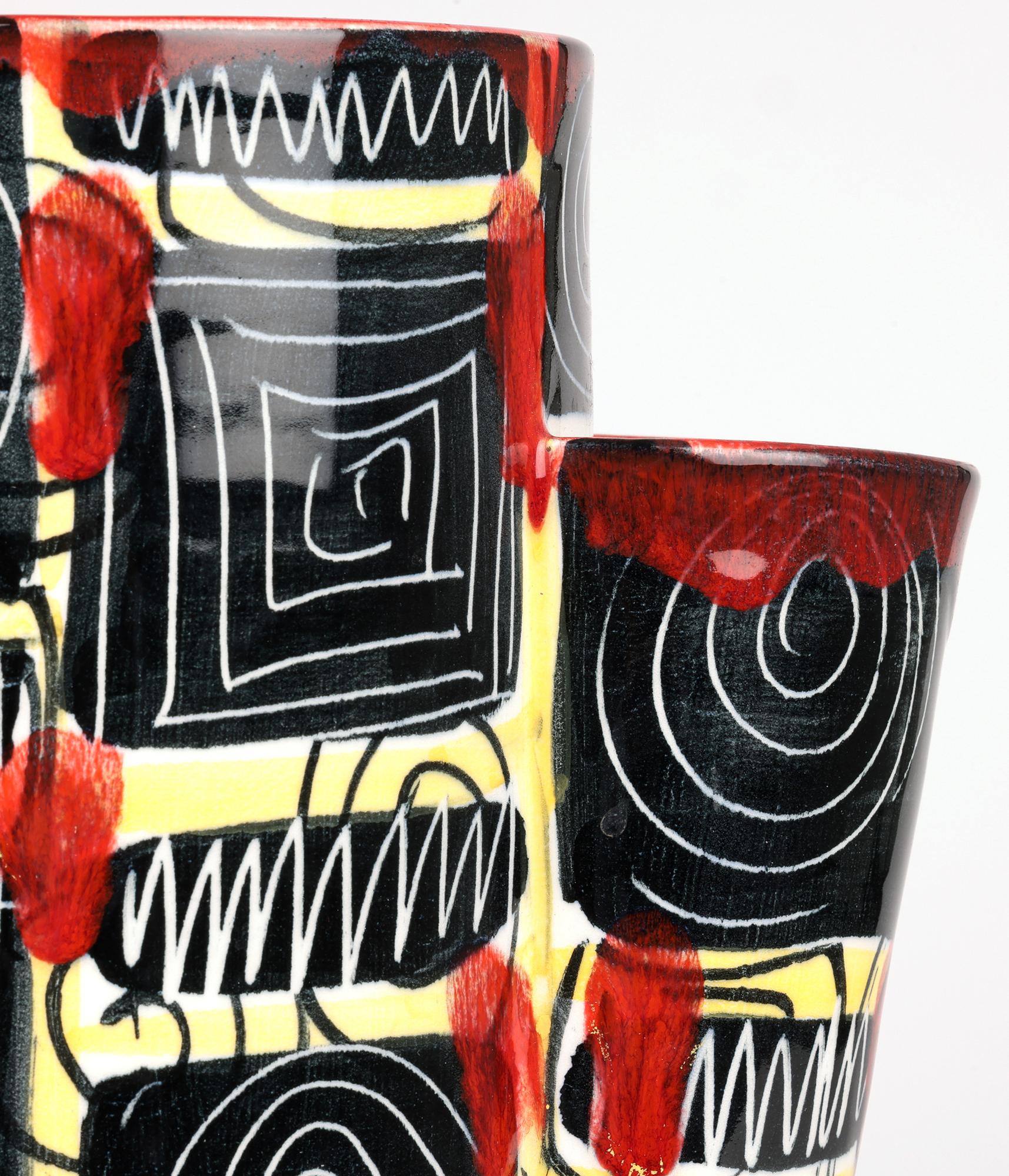 Mid-Century Modern Mancioli Italian Mid-Century Hand Painted Art Pottery Vase For Sale