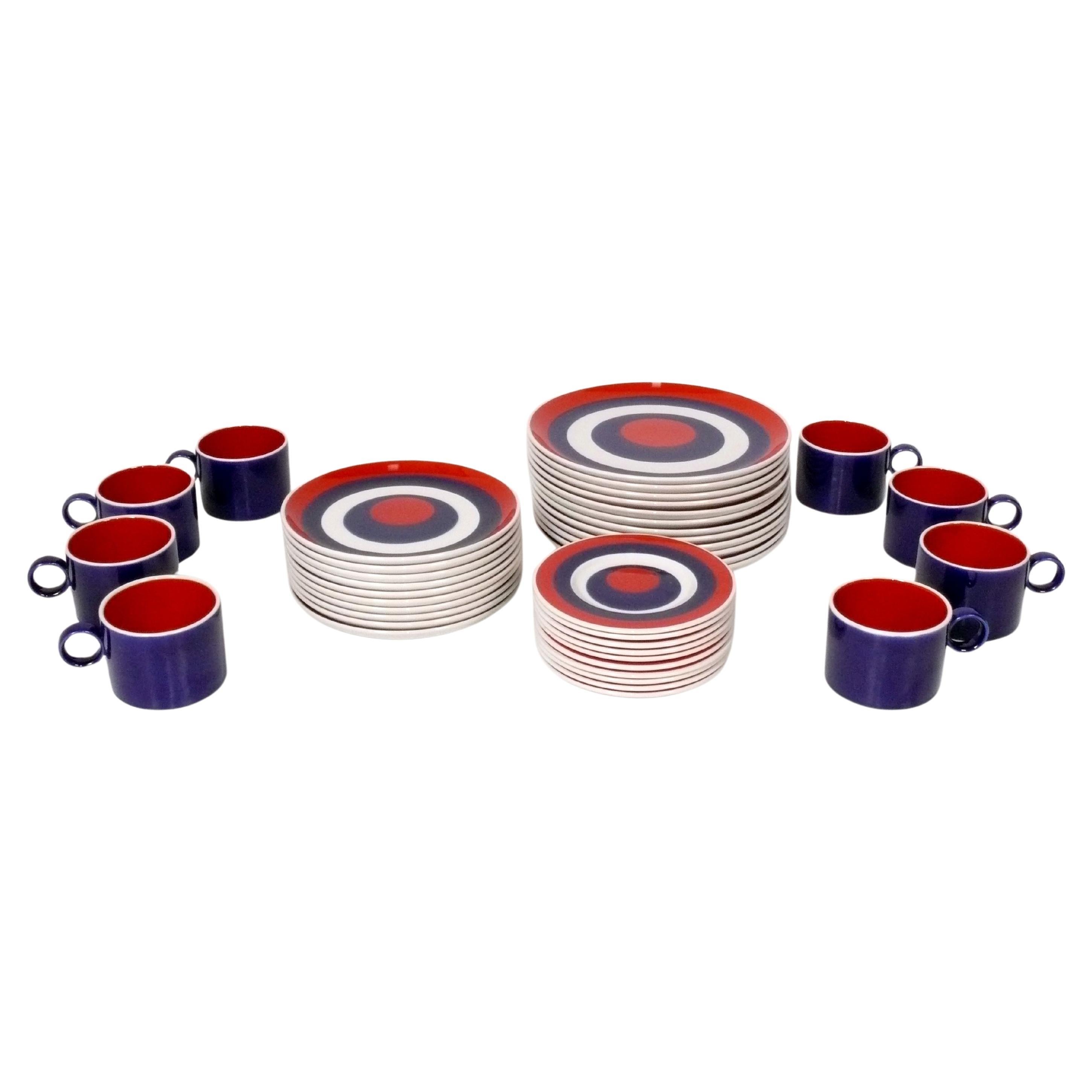 Mancioli Italian Modernist Op Art China Set 1960s en vente