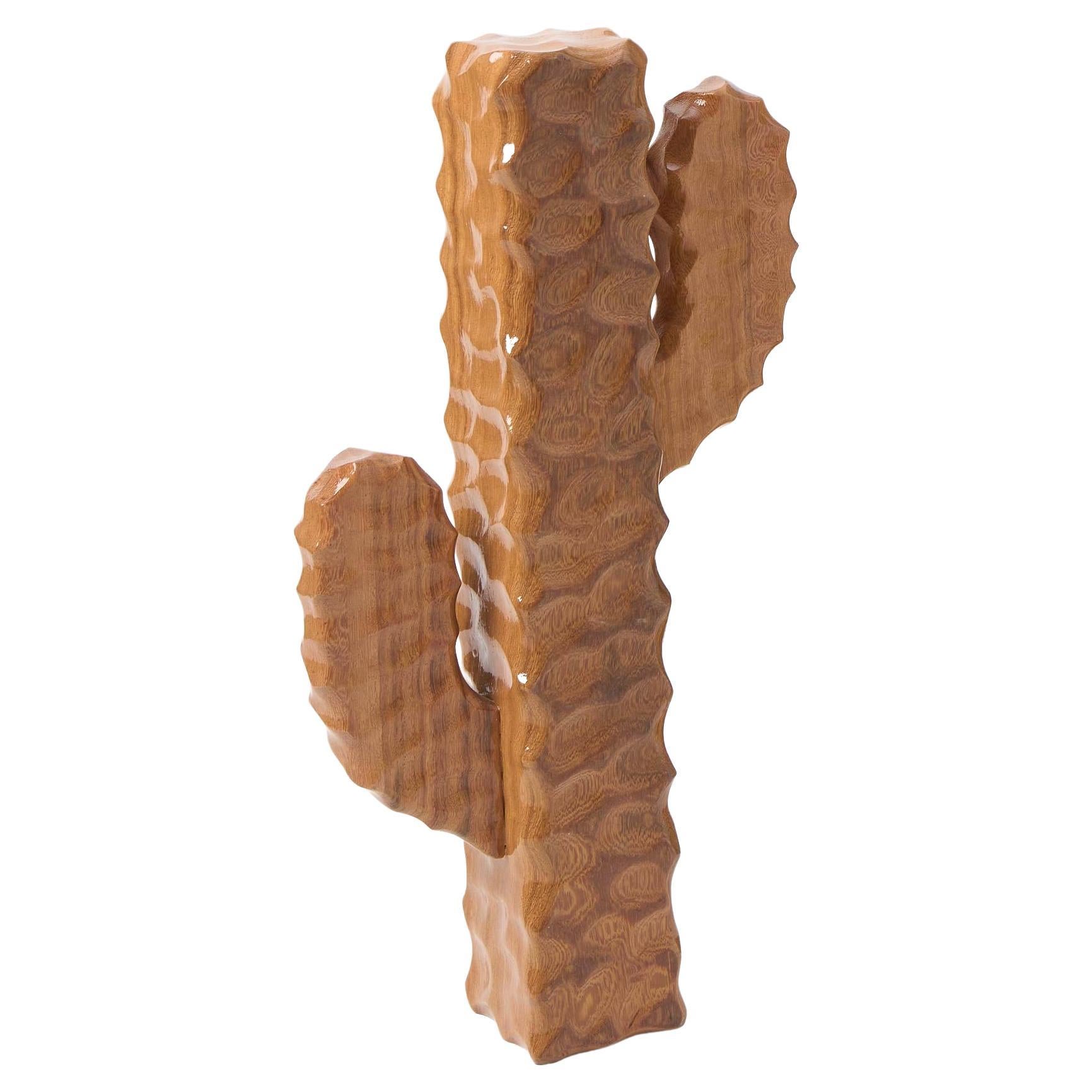 Mandacaru Series, Wooden Cactus Small Floor Sculpture For Sale