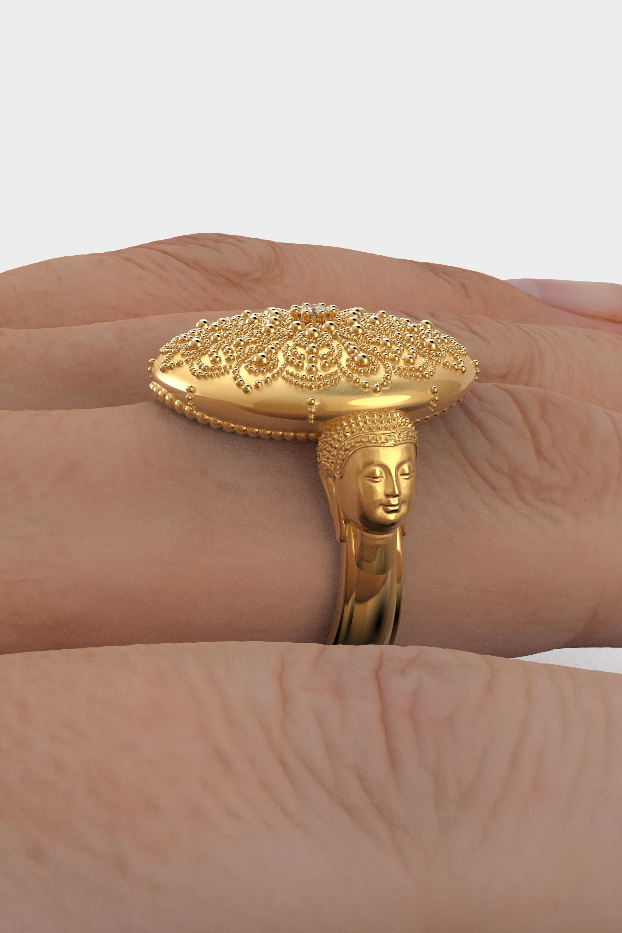 For Sale:  Mandala 18k Gold Ring made in Italy, Meditation Gold Jewelry, Buddha Gold Ring 4