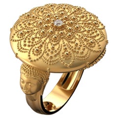 Mandala 18k Gold Ring made in Italy, Meditation Gold Jewelry, Buddha Gold Ring