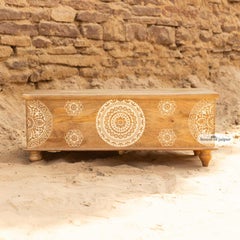 Mandala Carved Jaipur Wooden Storage Trunk - Solid Wood Chest by House of Jaipur