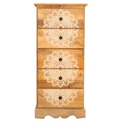 Mandala Carved Jaipur Wooden Tallboy Dresser - Storage Chest by House of Jaipur