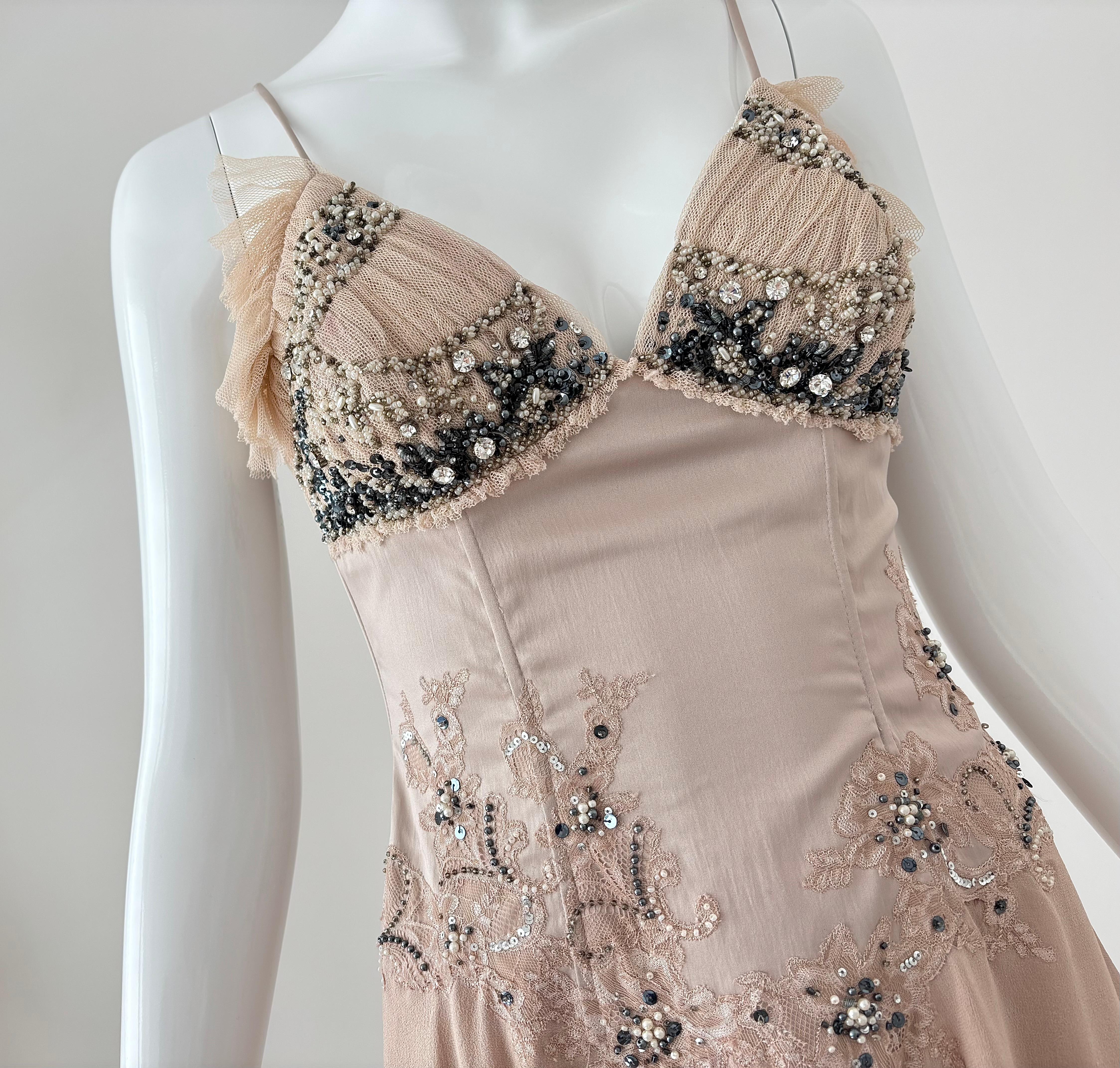 MANDALAY Vintage Boned Corset Delicate Mini Dress Mauve Dusty Pink For Sale 1