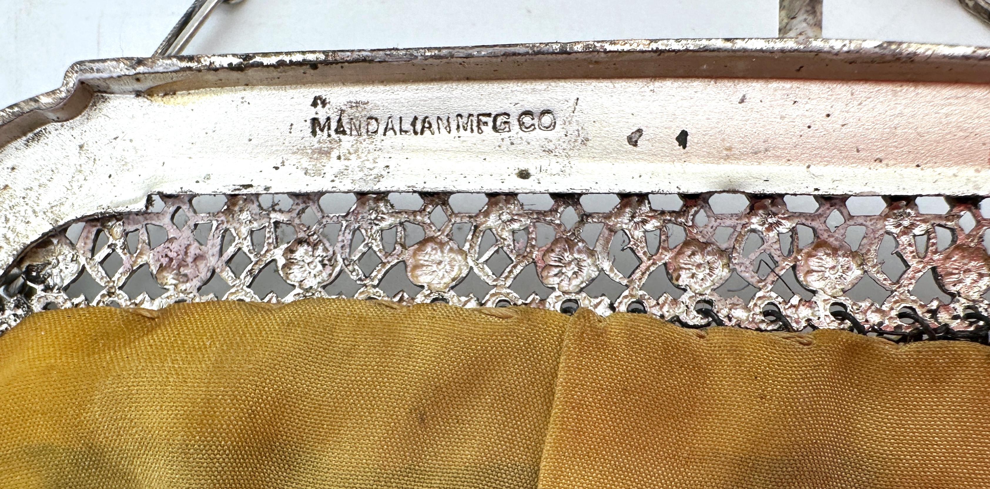 Mandalian Art Deco Flapper Emaille Mesh Geldbörse mit Blumenmotiv und Tropfen Perlen im Angebot 4