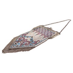 Mandalian Chainmail Mesh Enamel Print Purse 1920s
