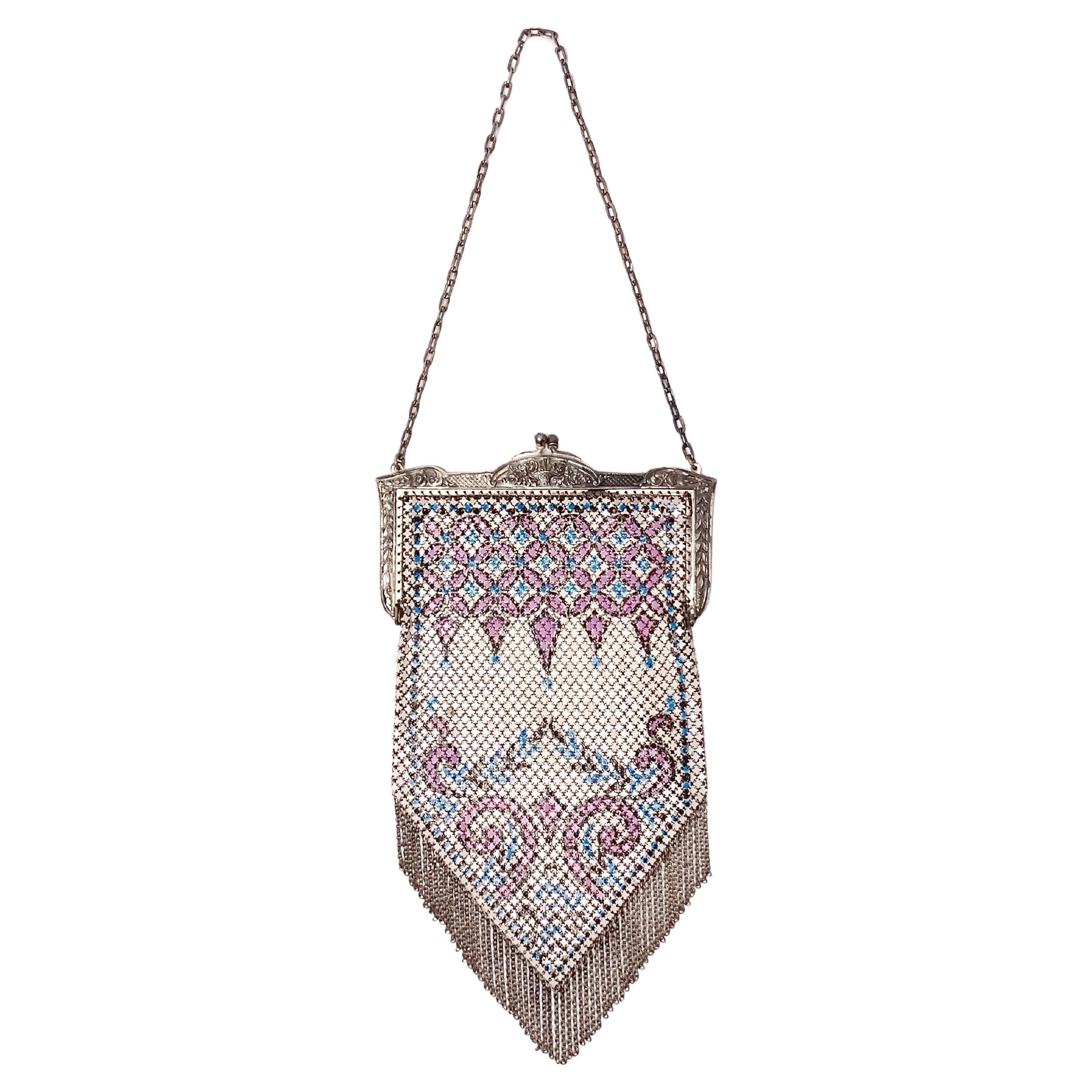 Porte-monnaie en cotte de mailles mandalienne imprimé émail 1920s