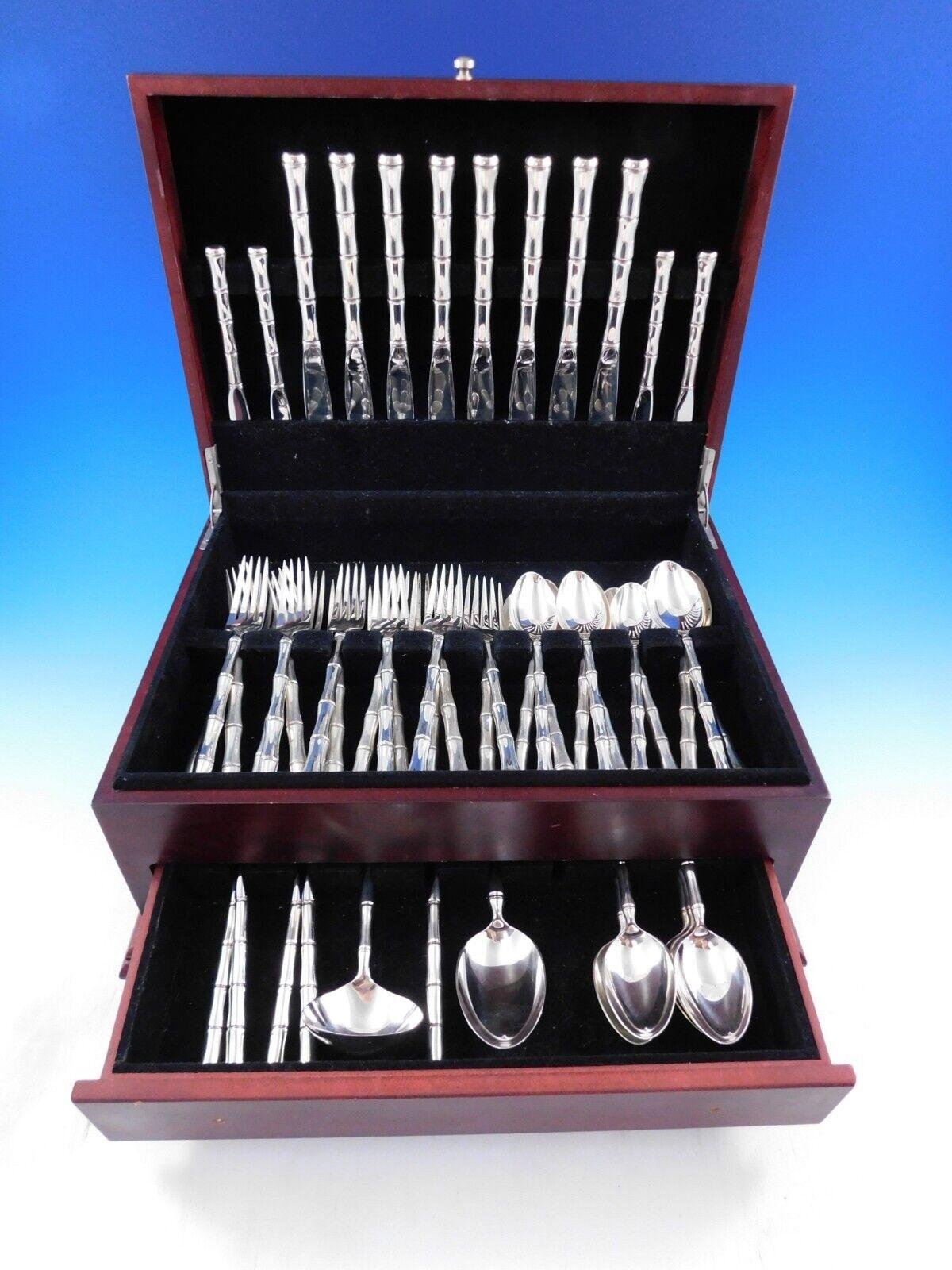 Mandarin by Towle sterling silver flatware set - 51 pieces. This set features a hollow, shaped, bamboo-style handle. This set includes:

8 Knives w/stainless blades, 9 1/8