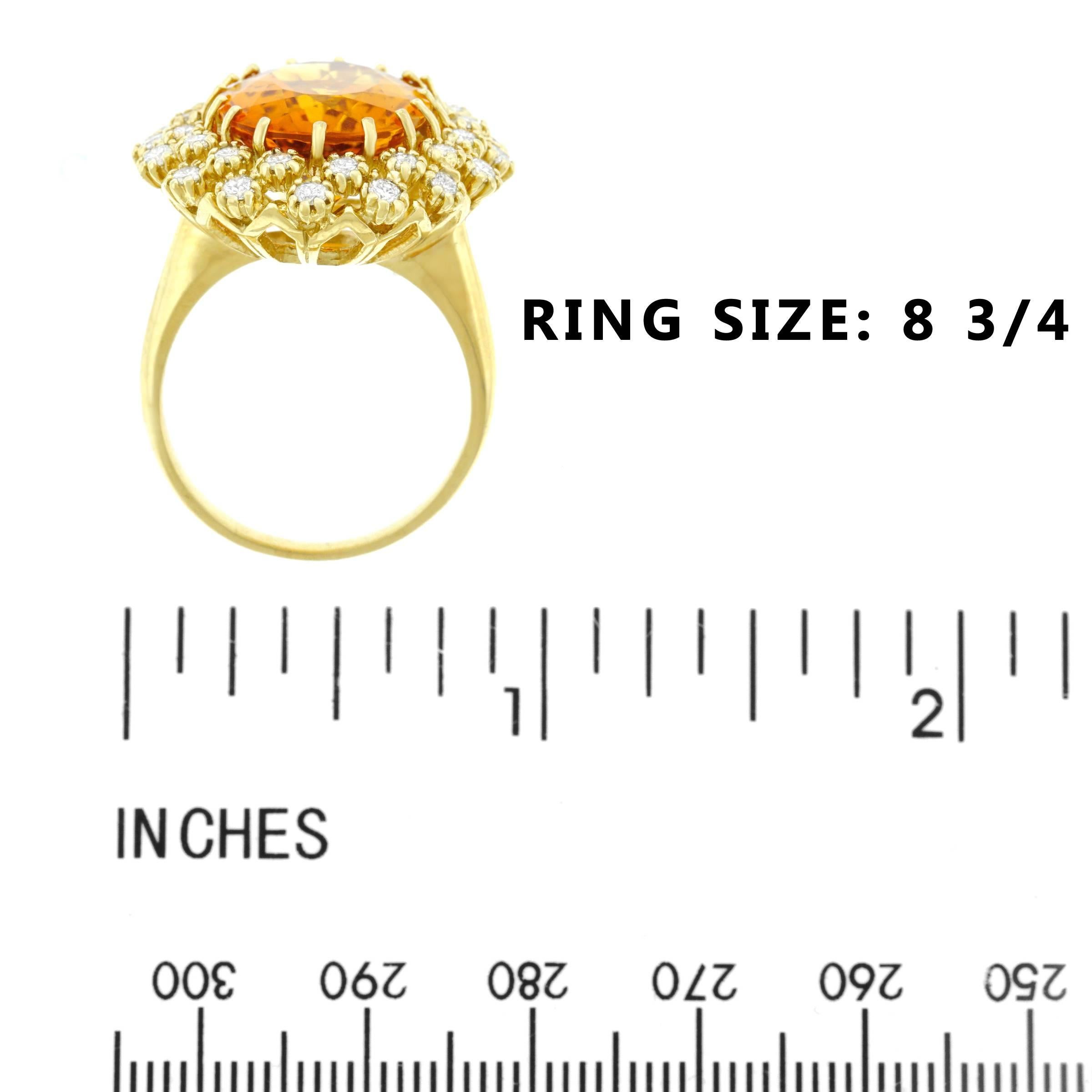 Mandarin Citrine and Diamond Set Gold Ring 2