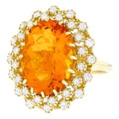 Mandarin Citrine and Diamond Set Gold Ring