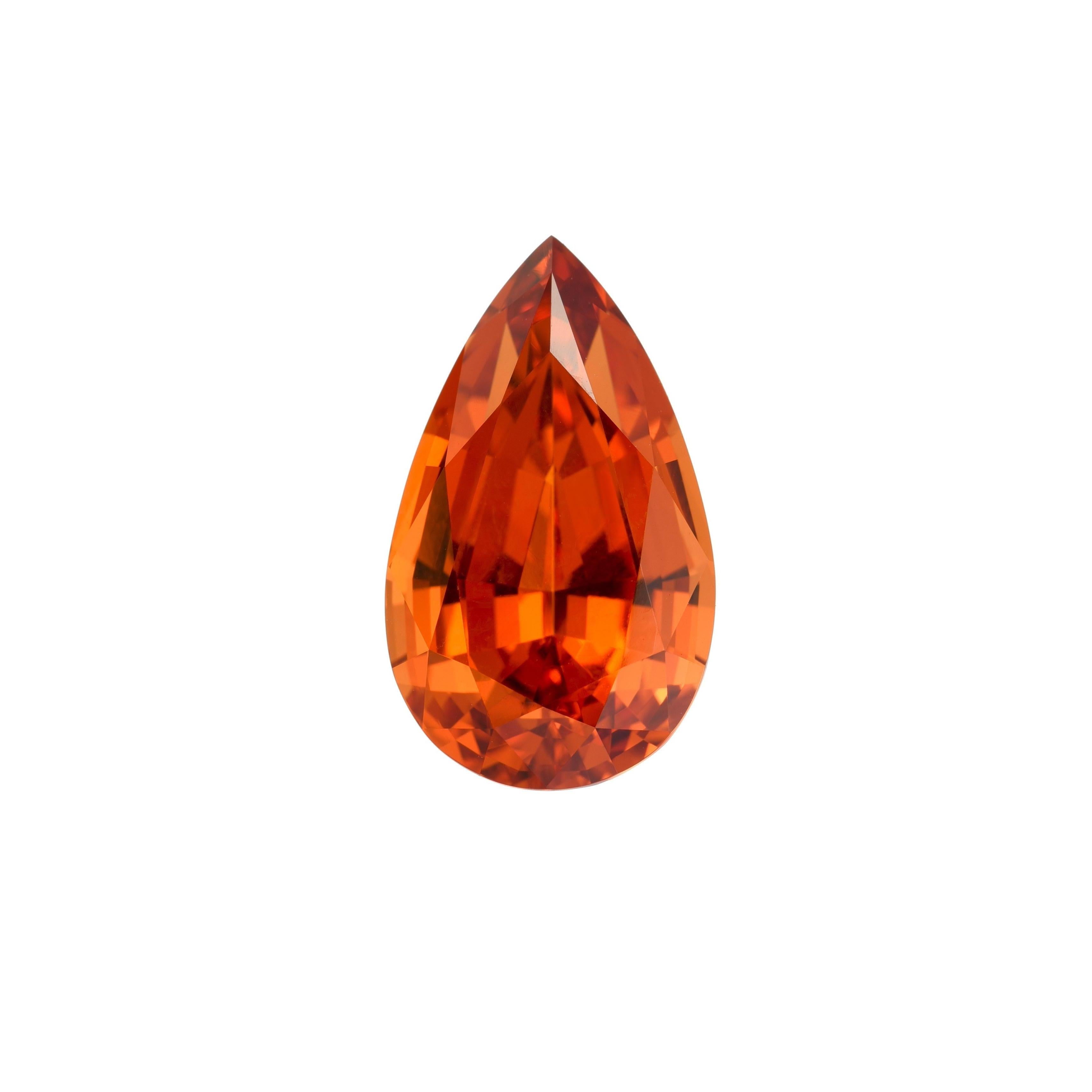 Supreme, collection quality, natural Mandarin Garnet pear shaped gem, also known as Spessartite Garnet, offered loose to the world's most avid gem collectors.
Returns are accepted and paid by us within 7 days of delivery.  
We offer pristine custom