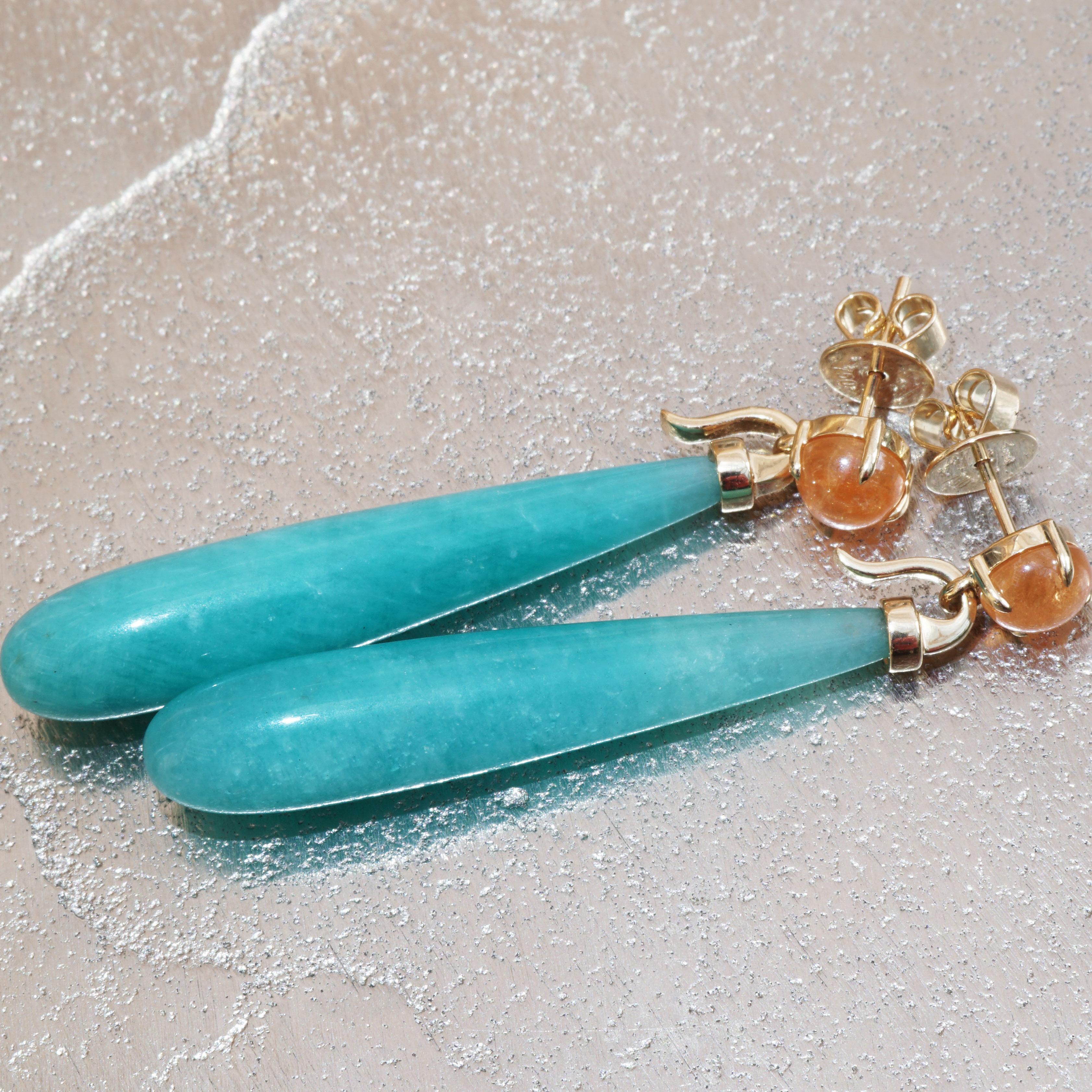 Mandarin Garnet Amazonite Earrings such a Fun detachable Dangles for a great Mix For Sale 4