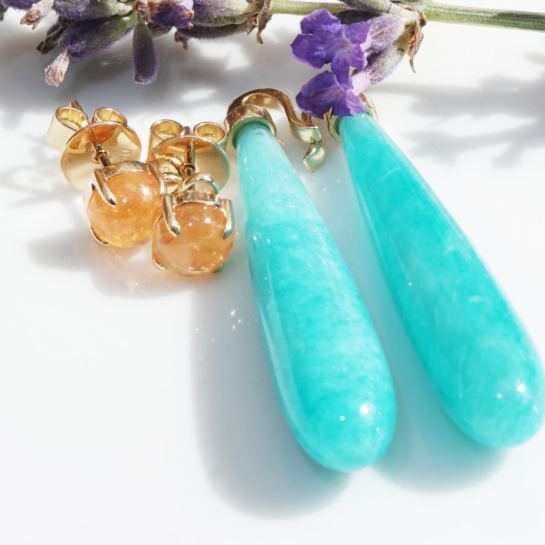 Mandarin Garnet Amazonite Earrings such a Fun detachable Dangles for a great Mix For Sale 1
