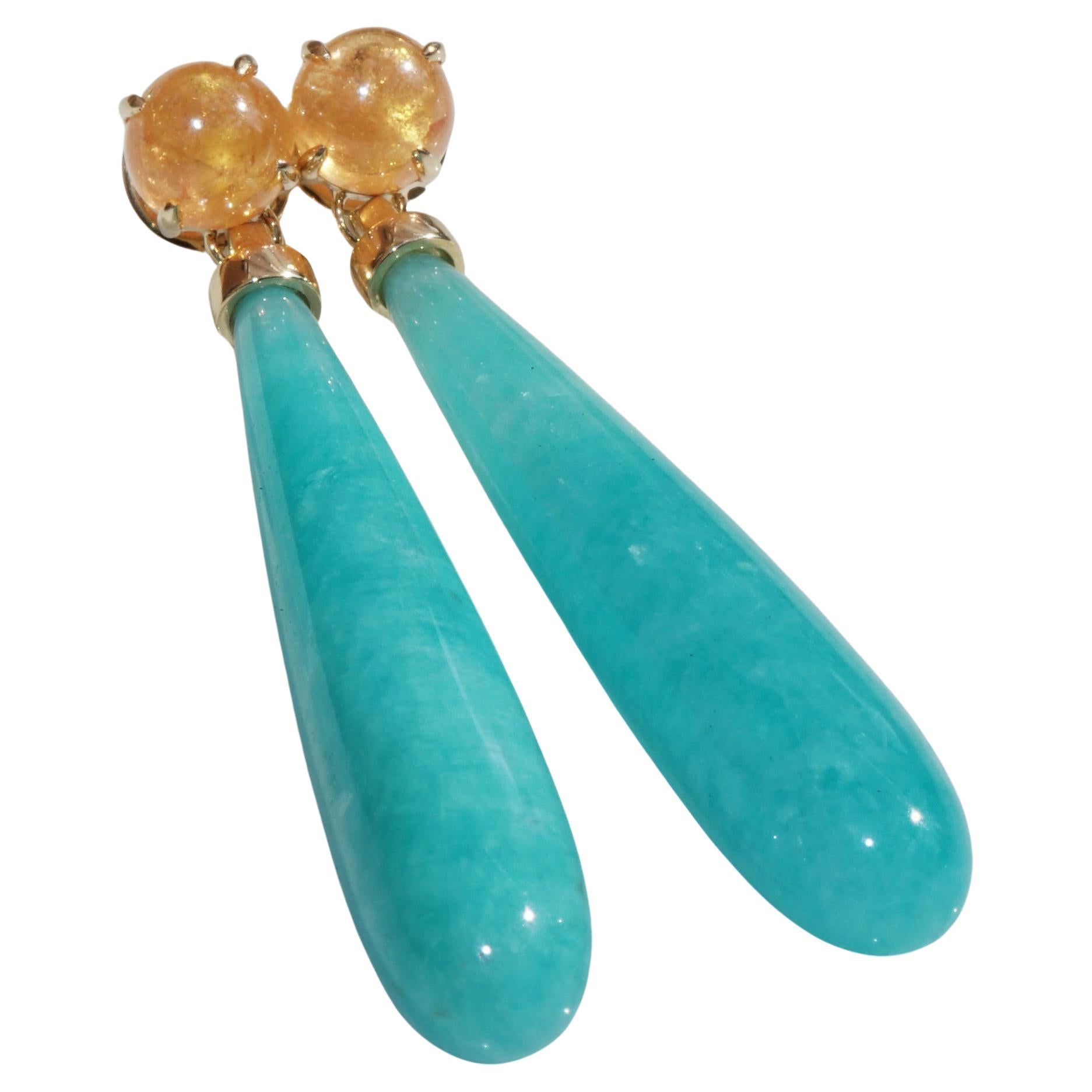 Mandarin Garnet Amazonite Earrings such a Fun detachable Dangles for a great Mix For Sale