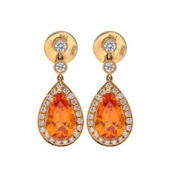 Mandarin Garnet and Diamond Earrings