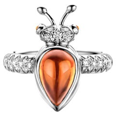 Mandarin Garnet And Pink Tourmaline White Gold Diamond Modern Ring