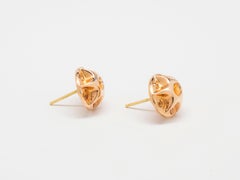 Mandarin Garnet and Rose Gold Button Earrings